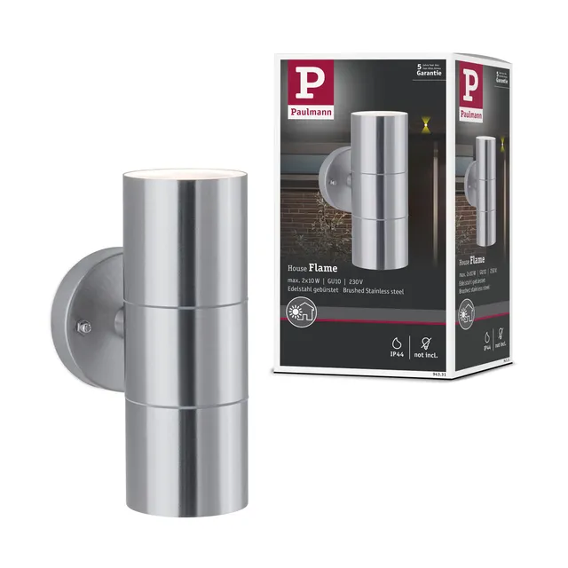 Paulmann Flame 94331 Außenwandleuchte Edelstahl IP44