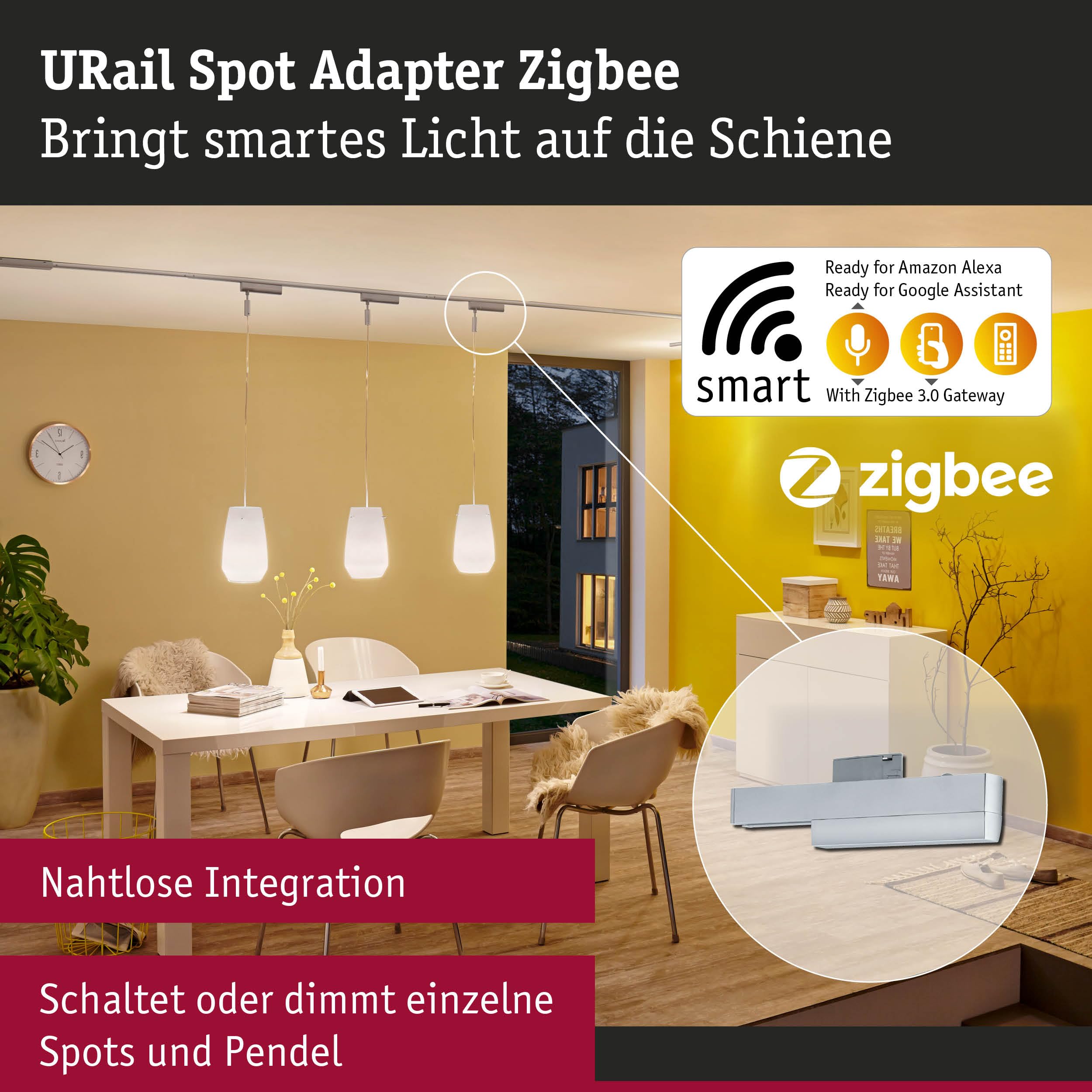 Paulmann URail 95676 Schienenadapter Zigbee 3.0 Chrom matt smart