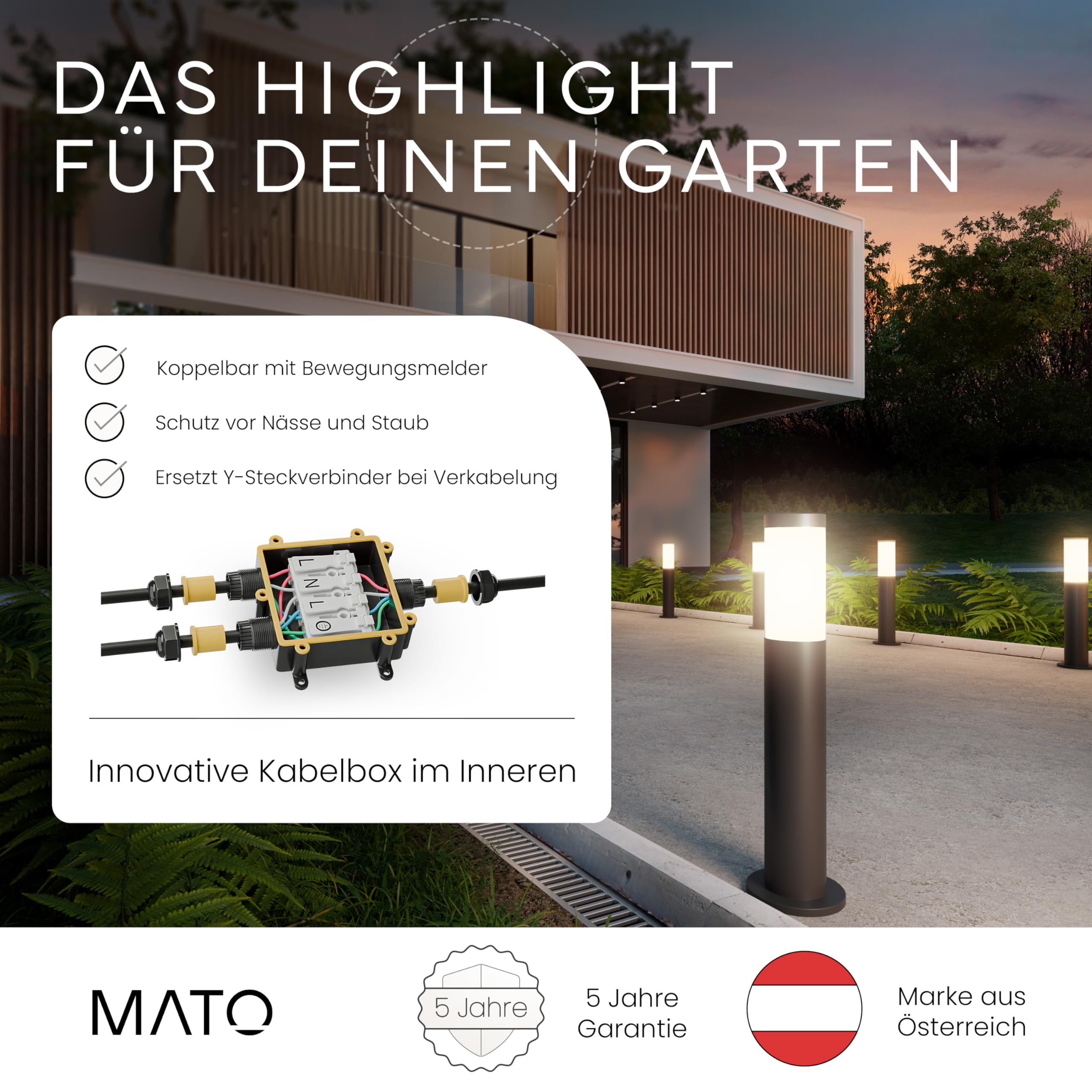 MATO Wegeleuchte Außen 50cm Edelstahl 4er-Set anthrazit