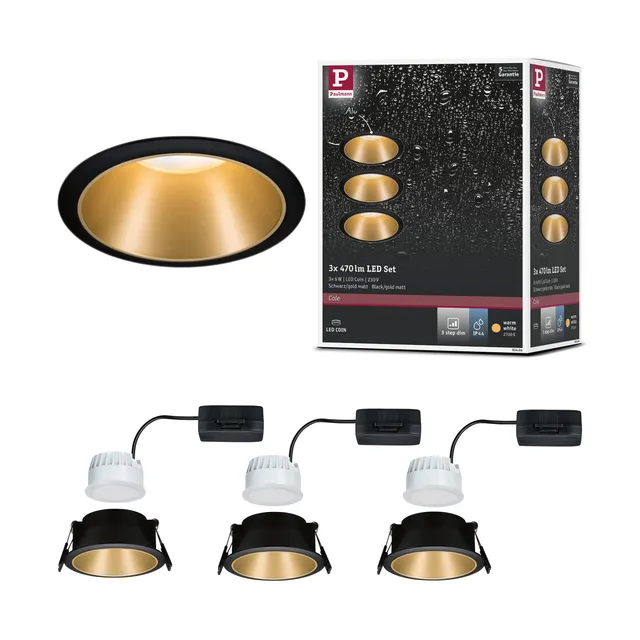Paulmann Cole Coin Einbaustrahler Ø88mm gold matt 3-Stufen