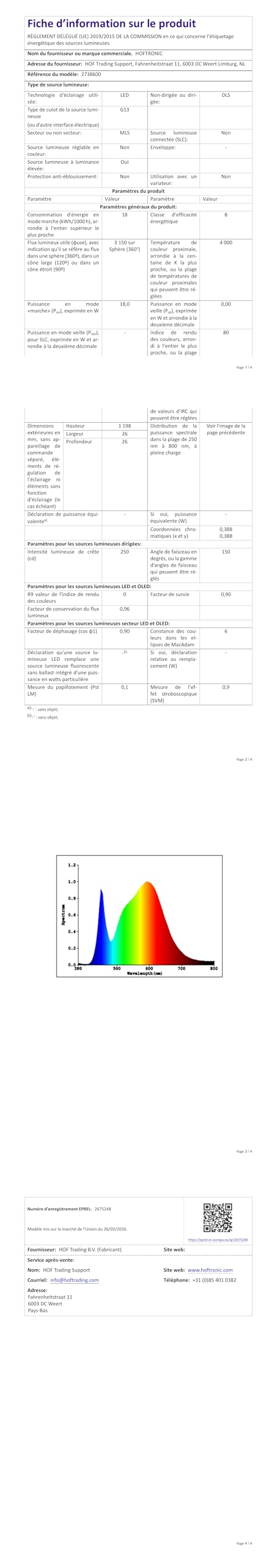 Hoftronic LED Röhre 120cm 18W 4000K Neutralweiß
