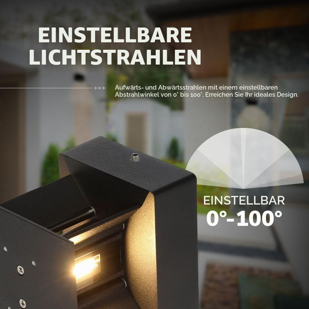 Hoftronic Kansas XL LED Wandleuchte schwarz IP65