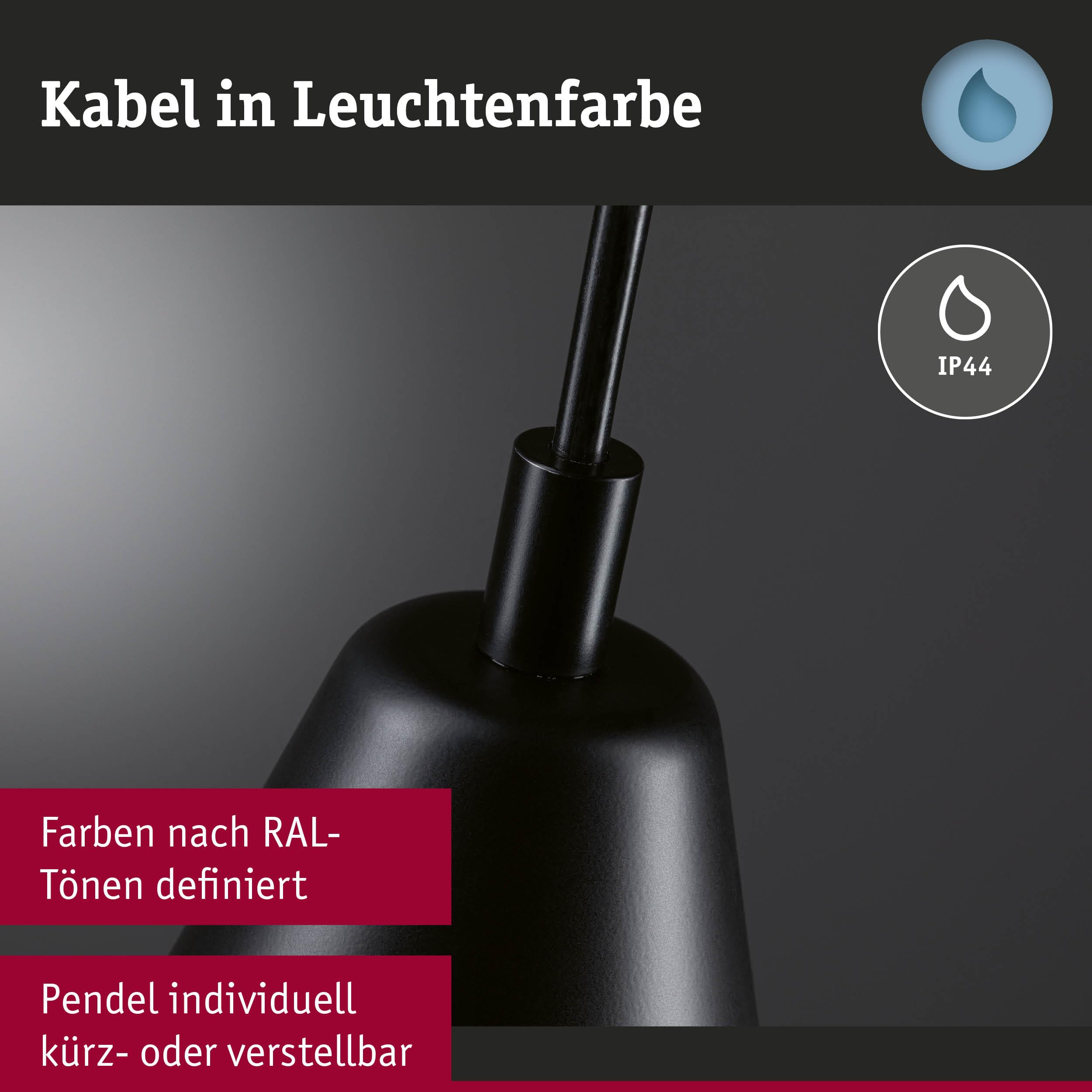 Paulmann Luia 76990 Pendelleuchte satin schwarz IP44 GU10