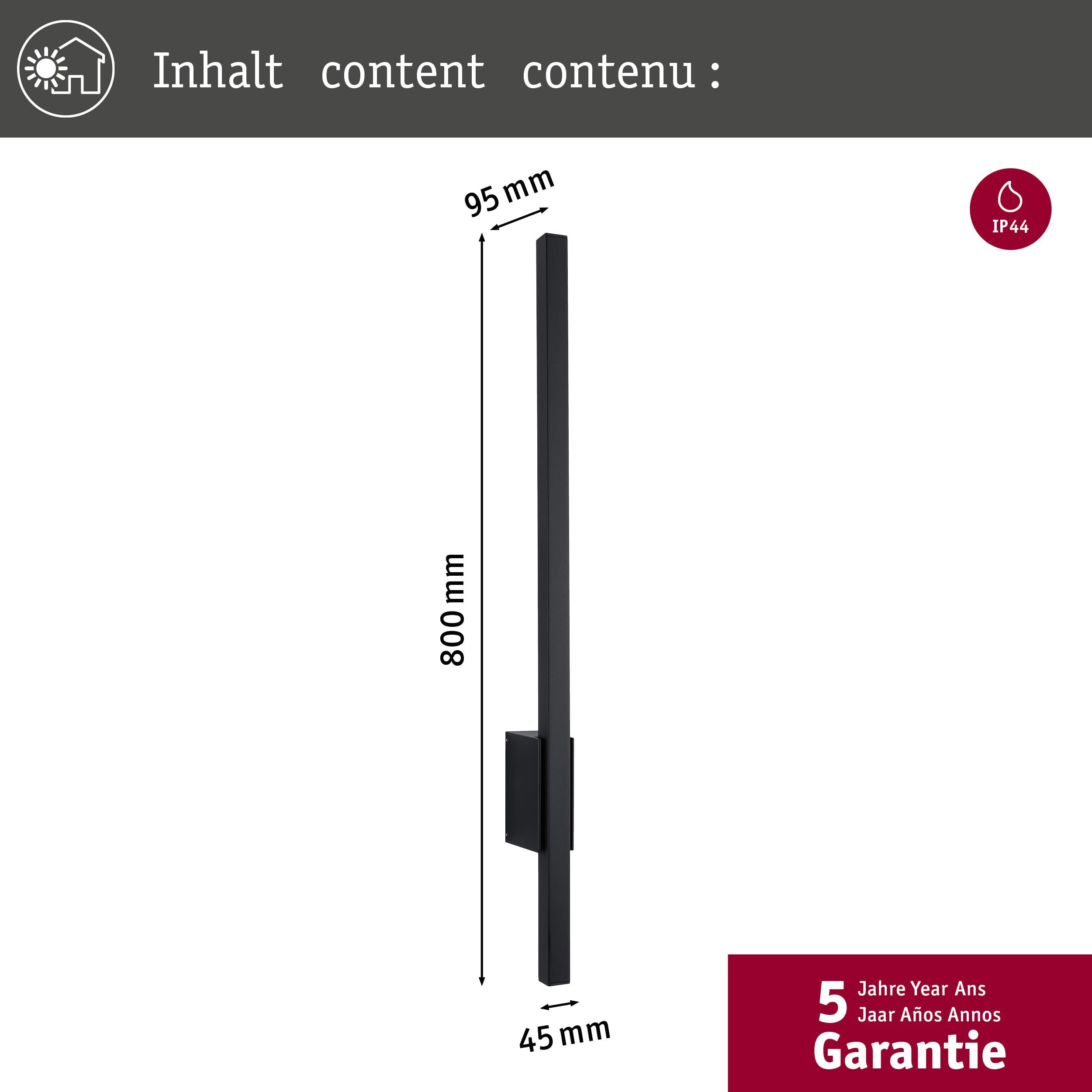 Paulmann Stan 94742 Außenwandleuchte 80cm IP44