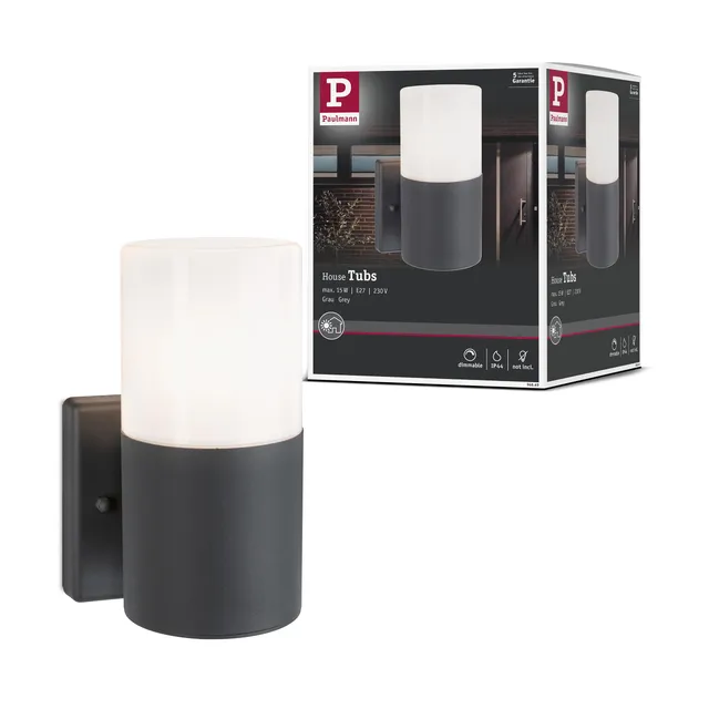 Paulmann 94649 Tubs Außen-Wandleuchte E27 IP44 Grau