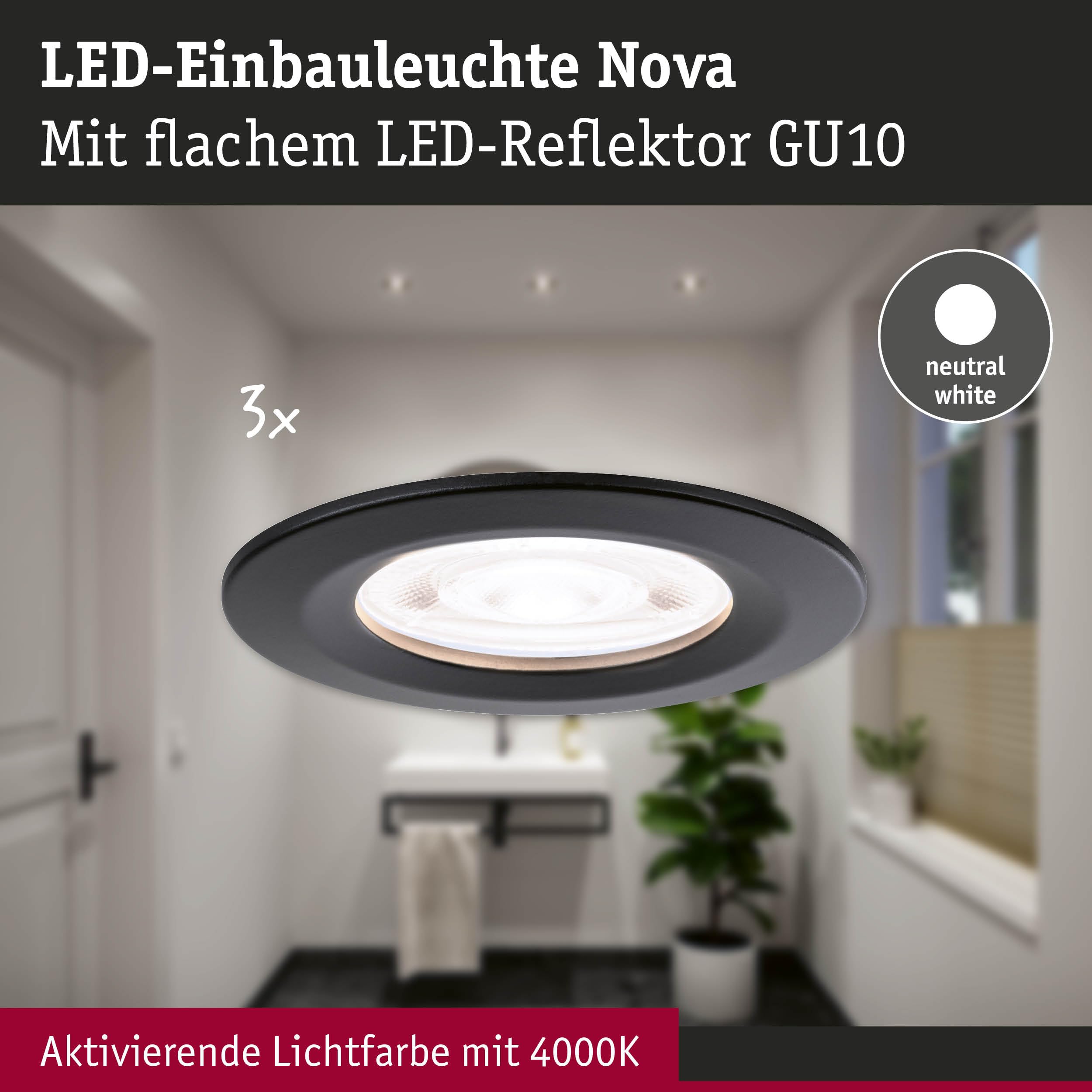 Paulmann Nova 92339 Einbauleuchten schwarz 3er-Set 4000K neutralweiß