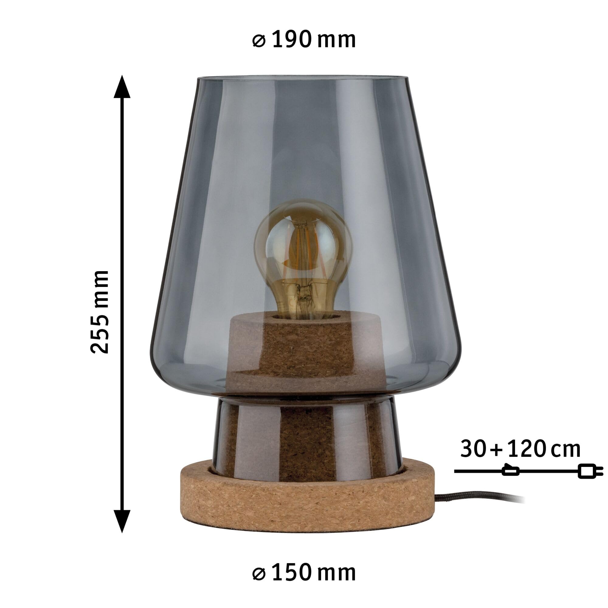 Paulmann Neordic Iben 79736 Tischleuchte Rauchglas Kork