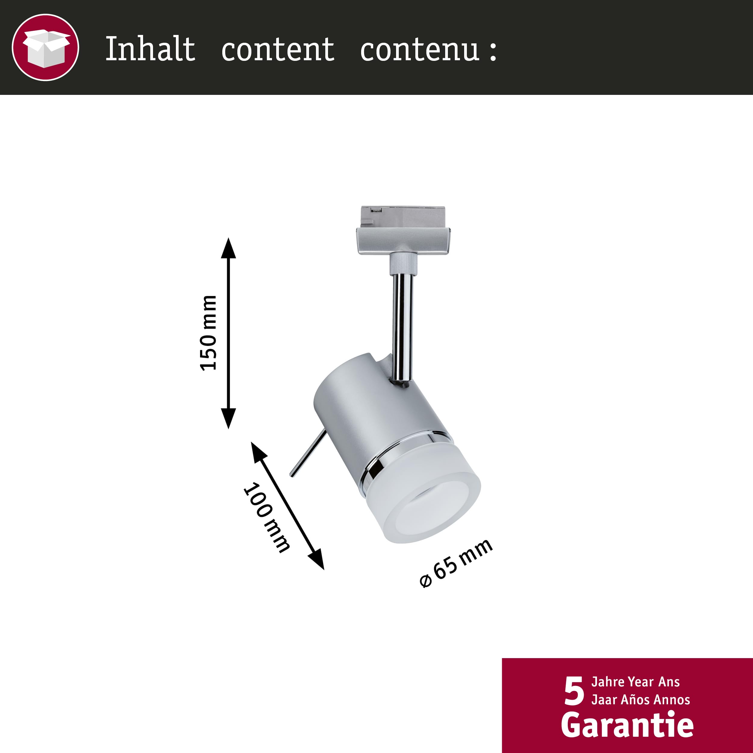 Paulmann URail 97612 Pipe Schienenspot GU10 chrom matt dimmbar