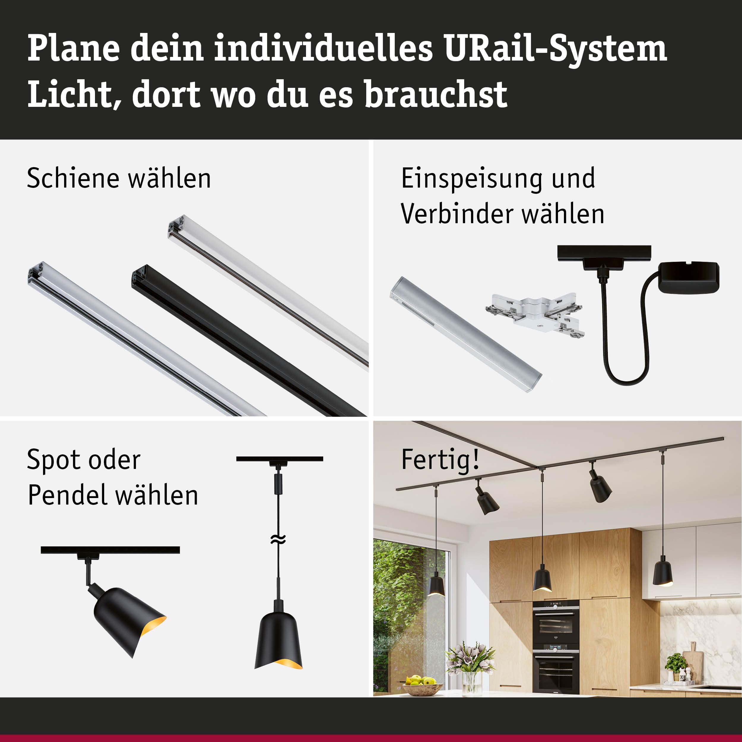 Paulmann URail Alvaro 95604 Schirm Schwarz Gold 144mm