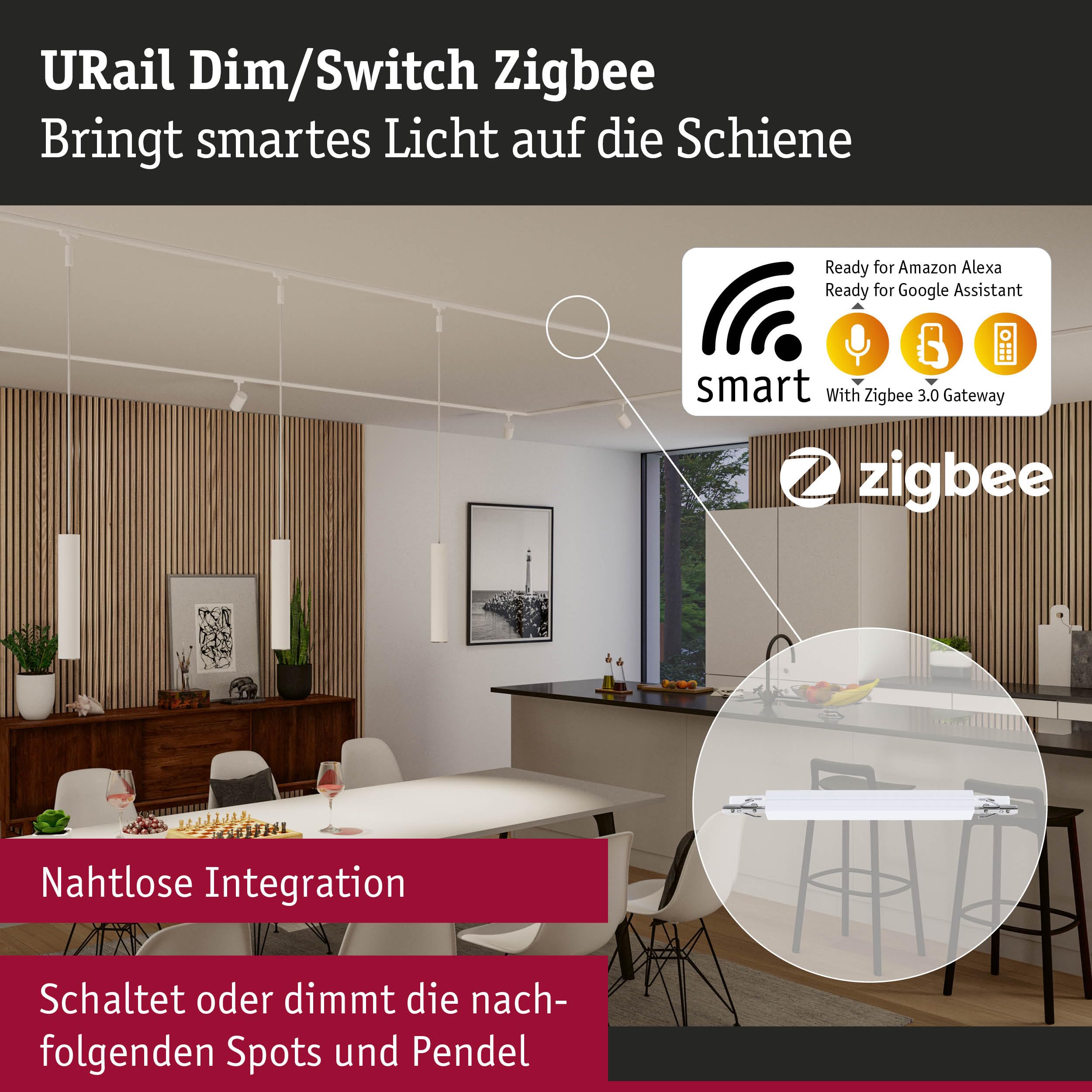 Paulmann URail 95674 Schienenadapter Signalweiß Dimm