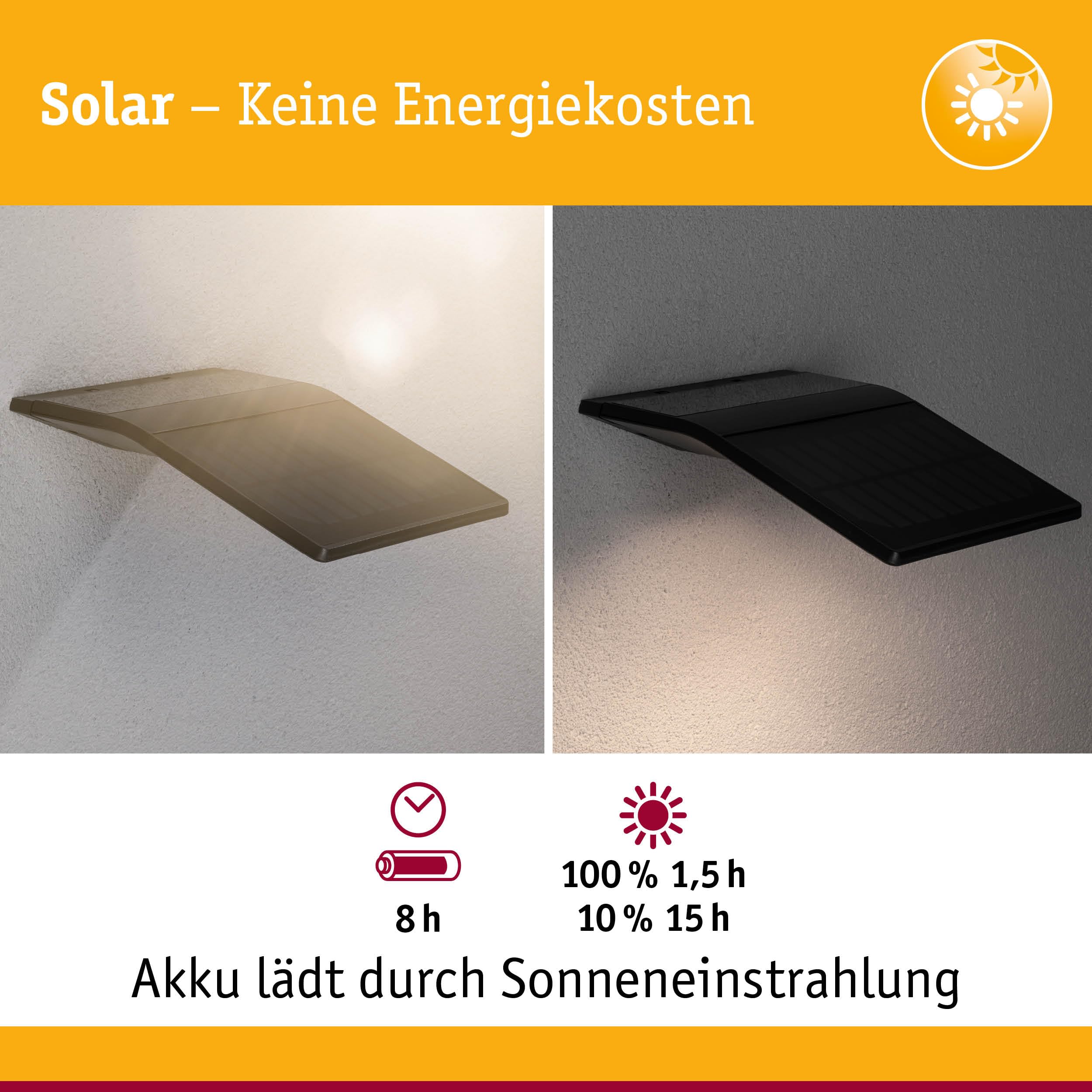 Paulmann Yoko 94245 Solar Wandleuchte Anthrazit warmweiß