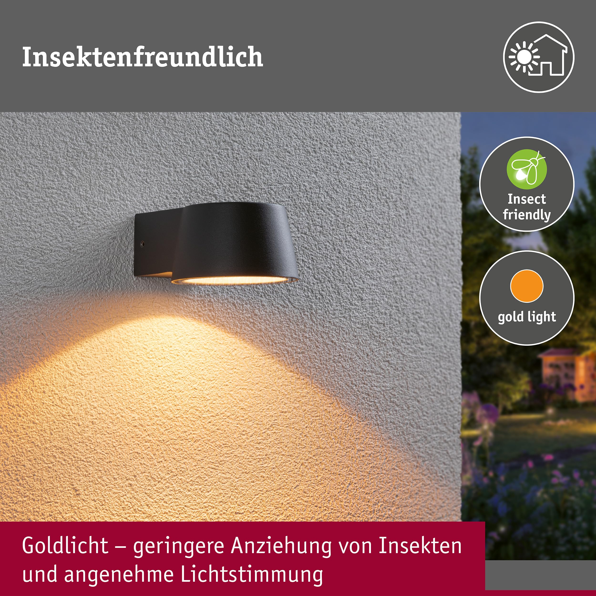 Paulmann Capea LED Wandleuchte Anthrazit IP44 2200K