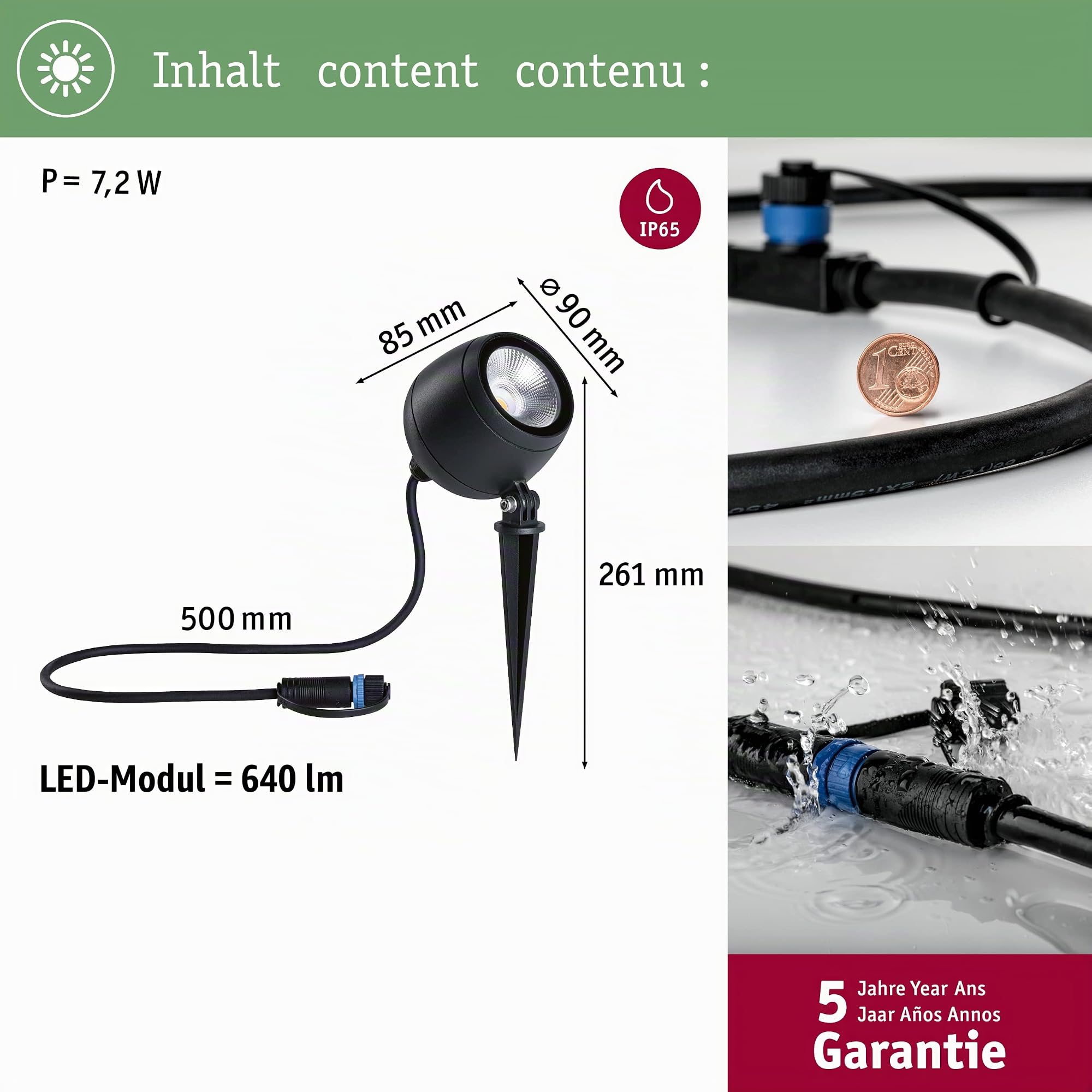 Paulmann Plug & Shine 94774 Gartenstrahler Kikolo anthrazit