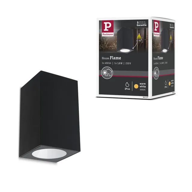 Paulmann Flame 94327 Außenwandleuchte Anthrazit 1-fach 58x75
