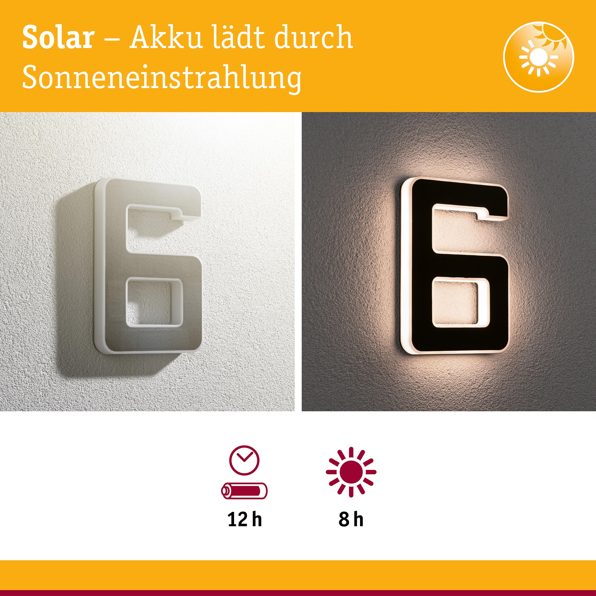 Paulmann 79847 Solar Hausnummer LED schwarz IP44