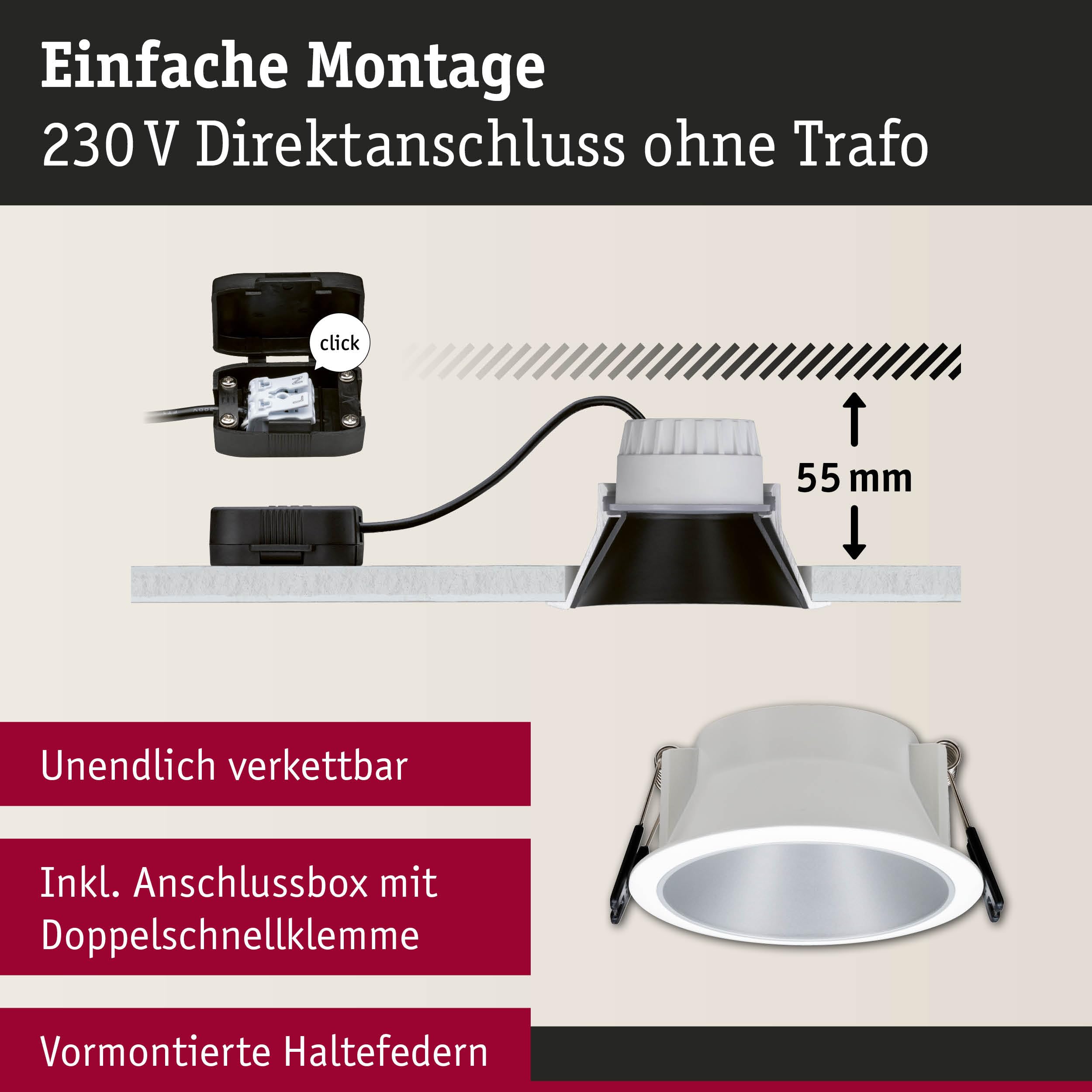 Paulmann Cole Coin 5237 Einbaustrahler 6er-Set weiß IP44
