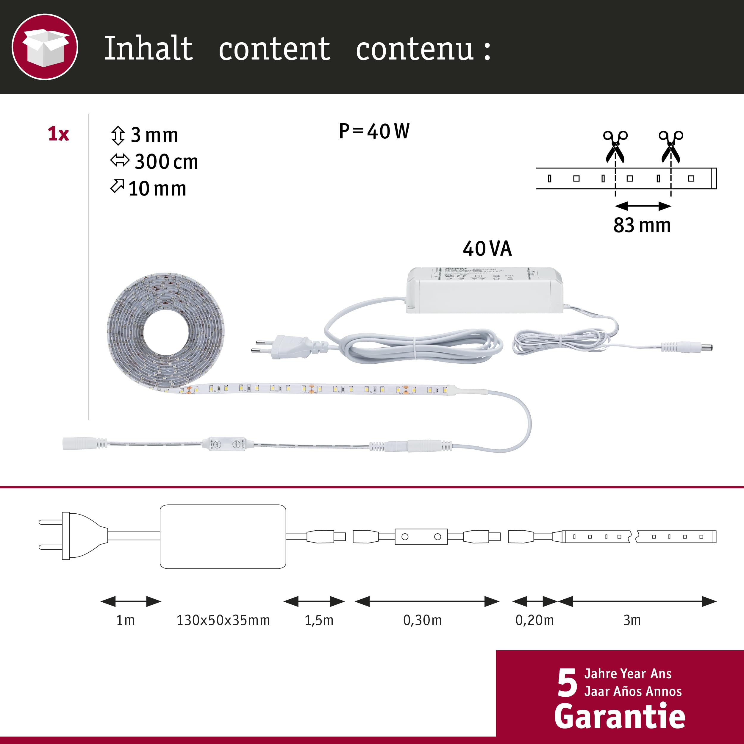 Paulmann SimpLED 789.59 LED-Strip 3m neutralweiß beschichtet