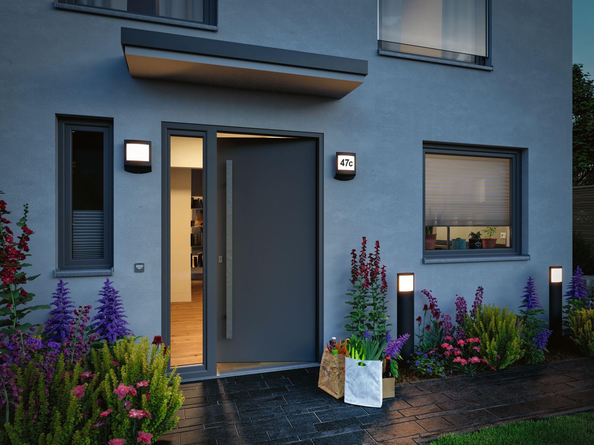 Paulmann Padea Außenwandleuchte anthrazit Sensor 8,5W