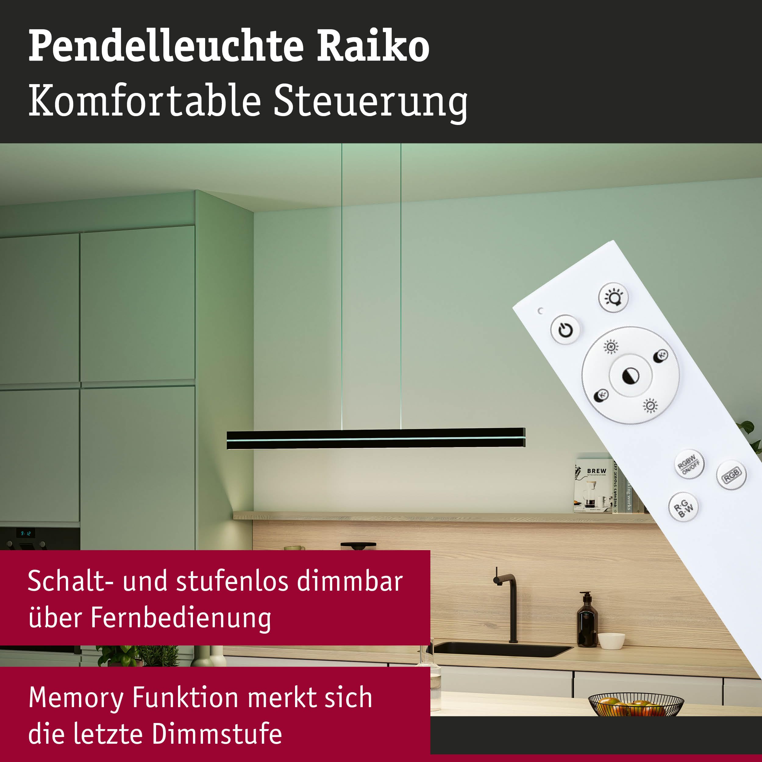 Paulmann Raiko 78474 Pendelleuchte Schwarz RGBW dimmbar
