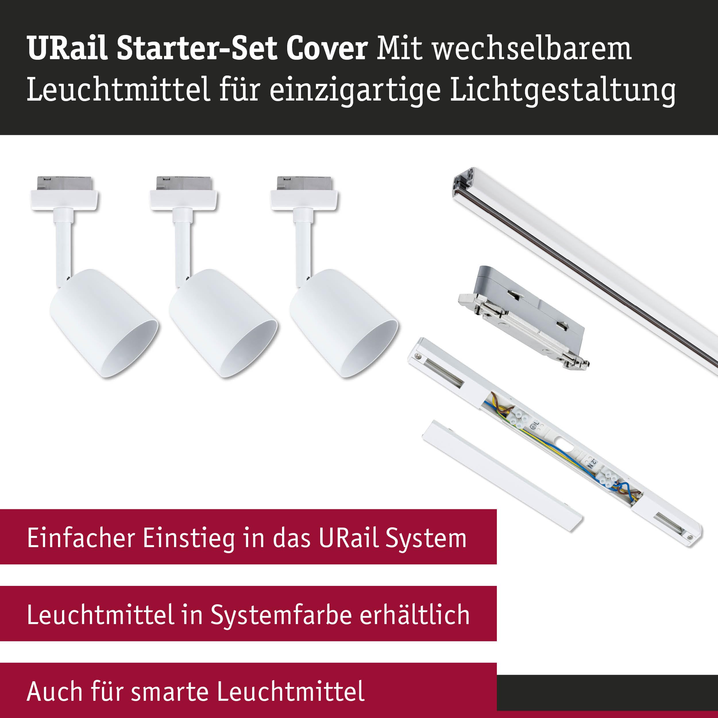 Paulmann URail 5246 Schienenspot Cover Starterset GU10 Weiß