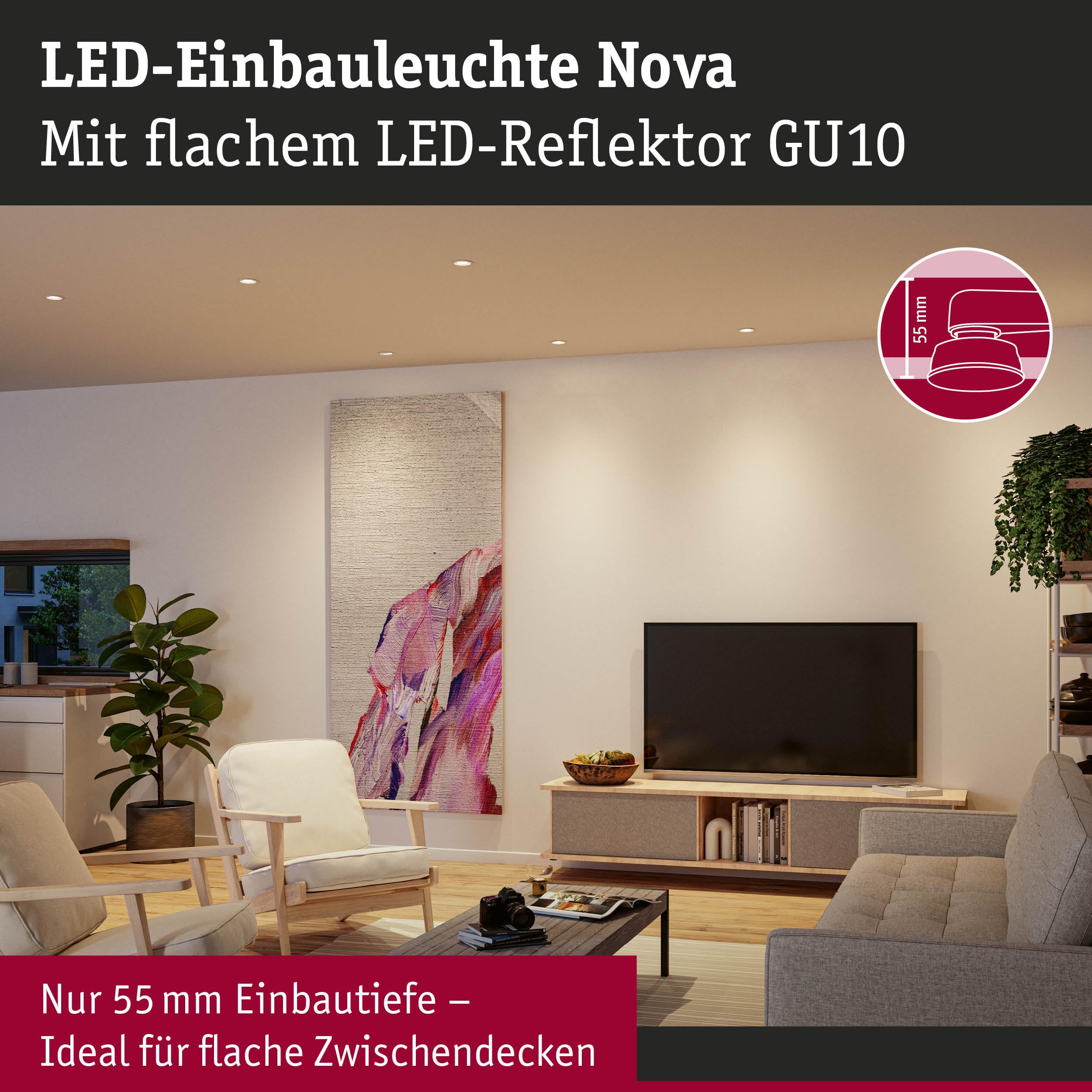 Paulmann Nova GU10 Flat schwenkbar Einbauleuchte 3er Weiß 2700K