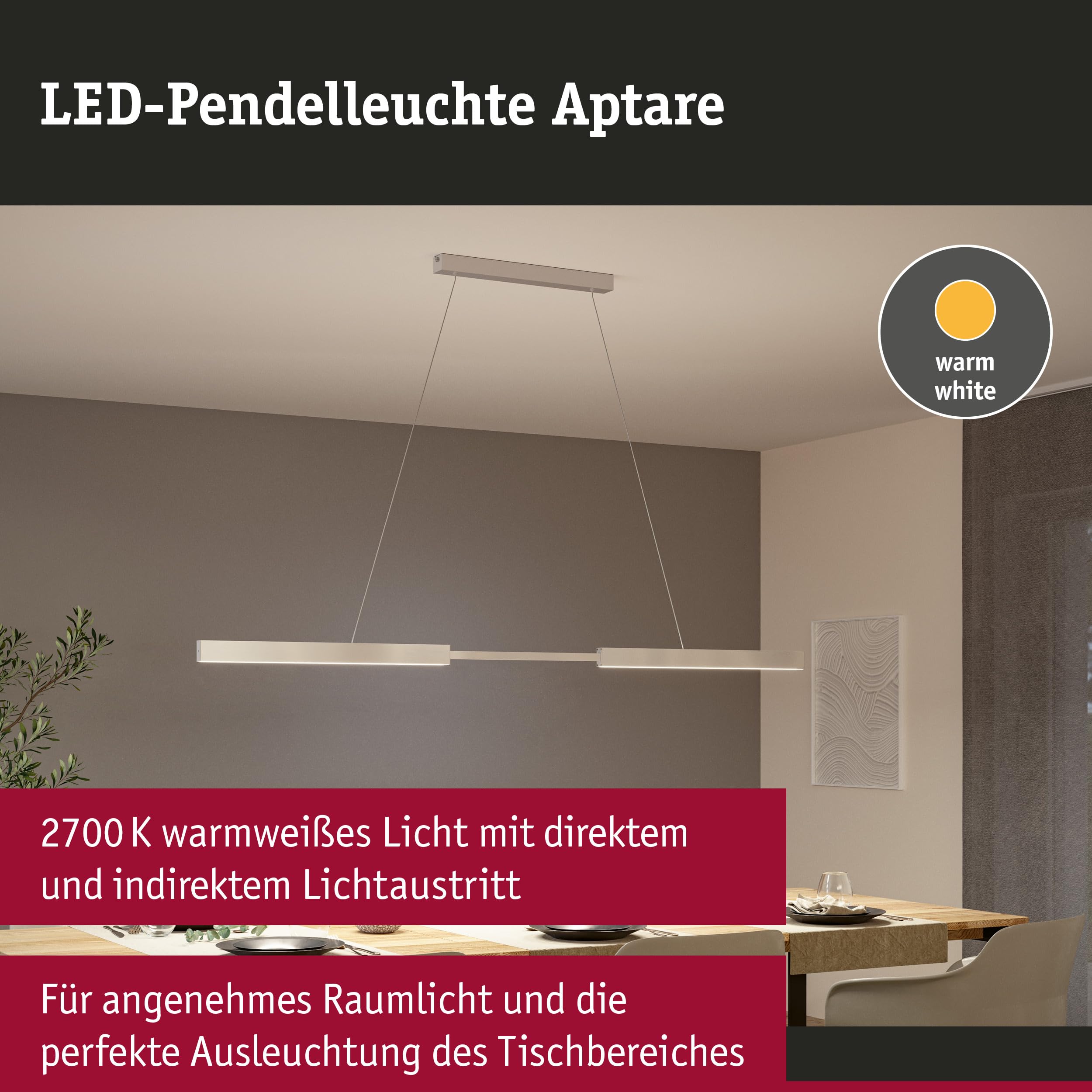 Paulmann Aptare 76988 Pendelleuchte Touchless Alu 2050lm warmweiß