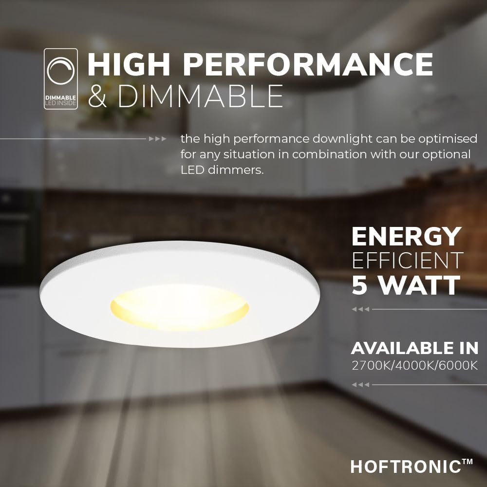 Hoftronic LED Einbaustrahler Weiß 6er Set 4000K IP44