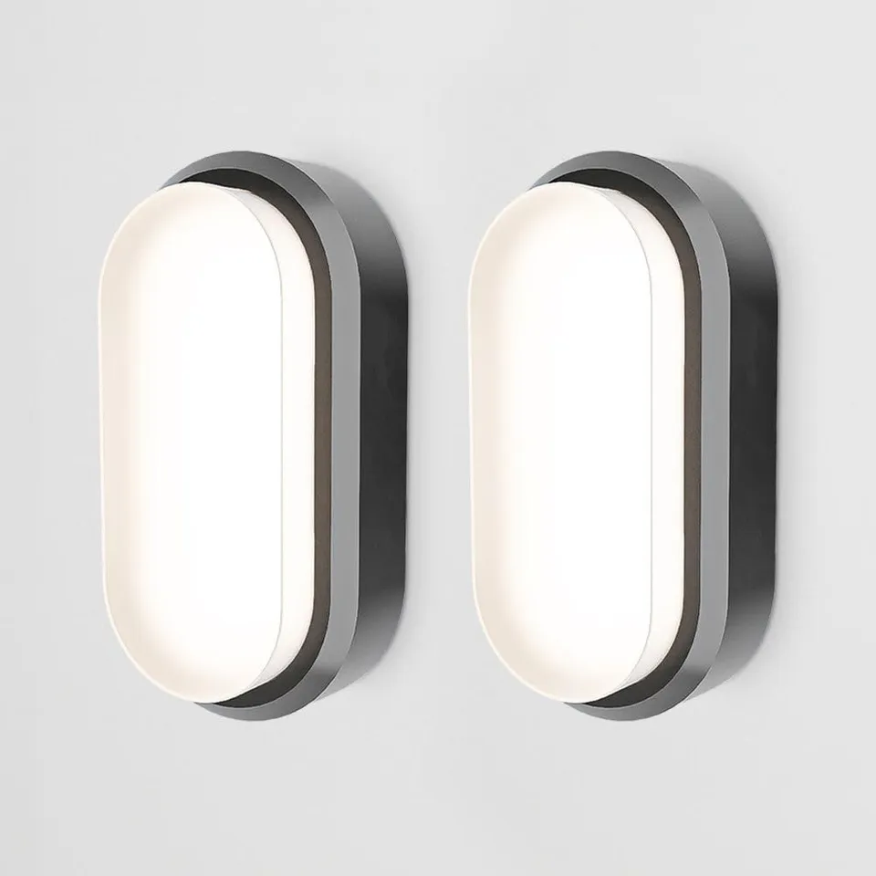 Hoftronic C-Series Kellerlampe LED 2er Set schwarz 1830lm