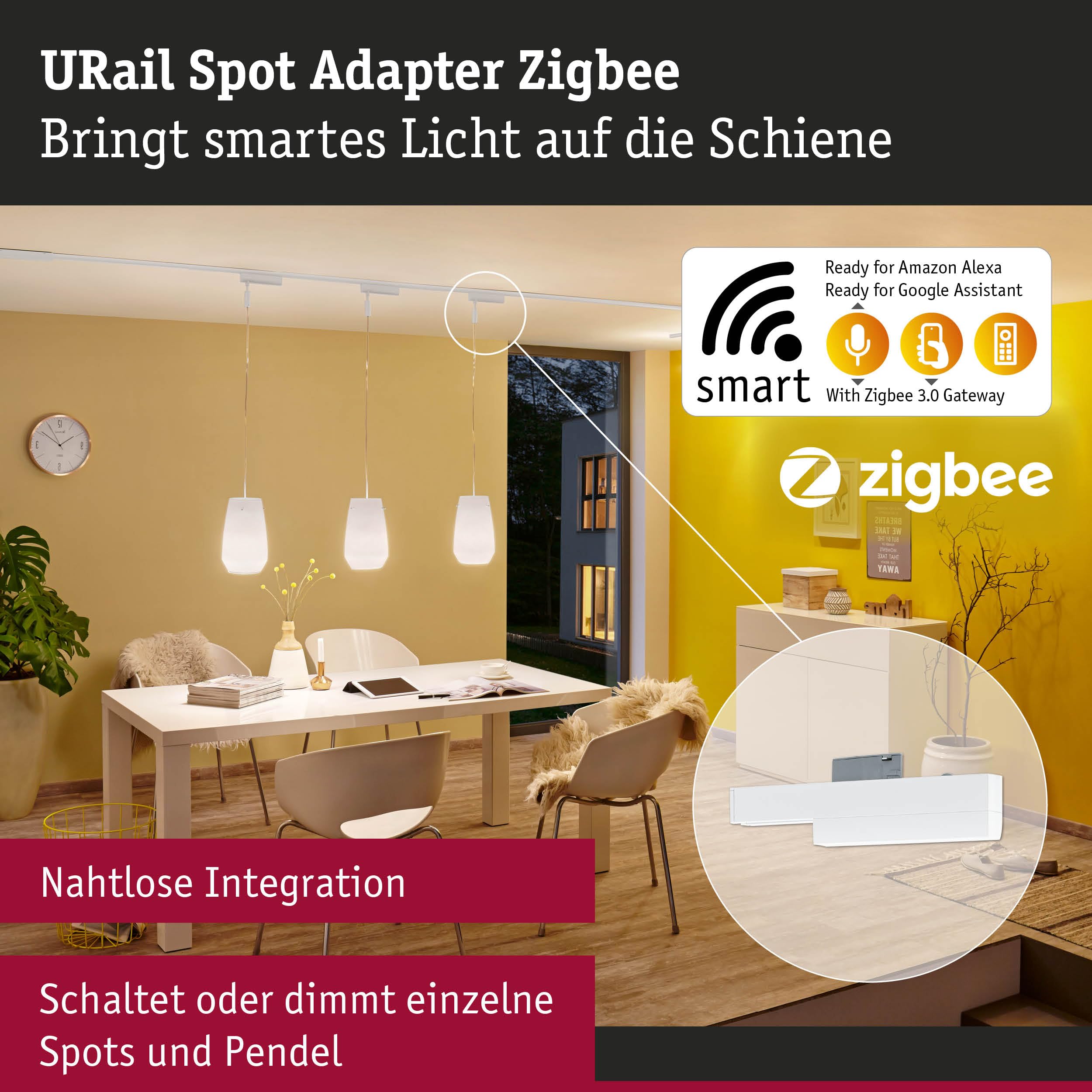 Paulmann URail 95677 Schienenadapter Signalweiß Zigbee