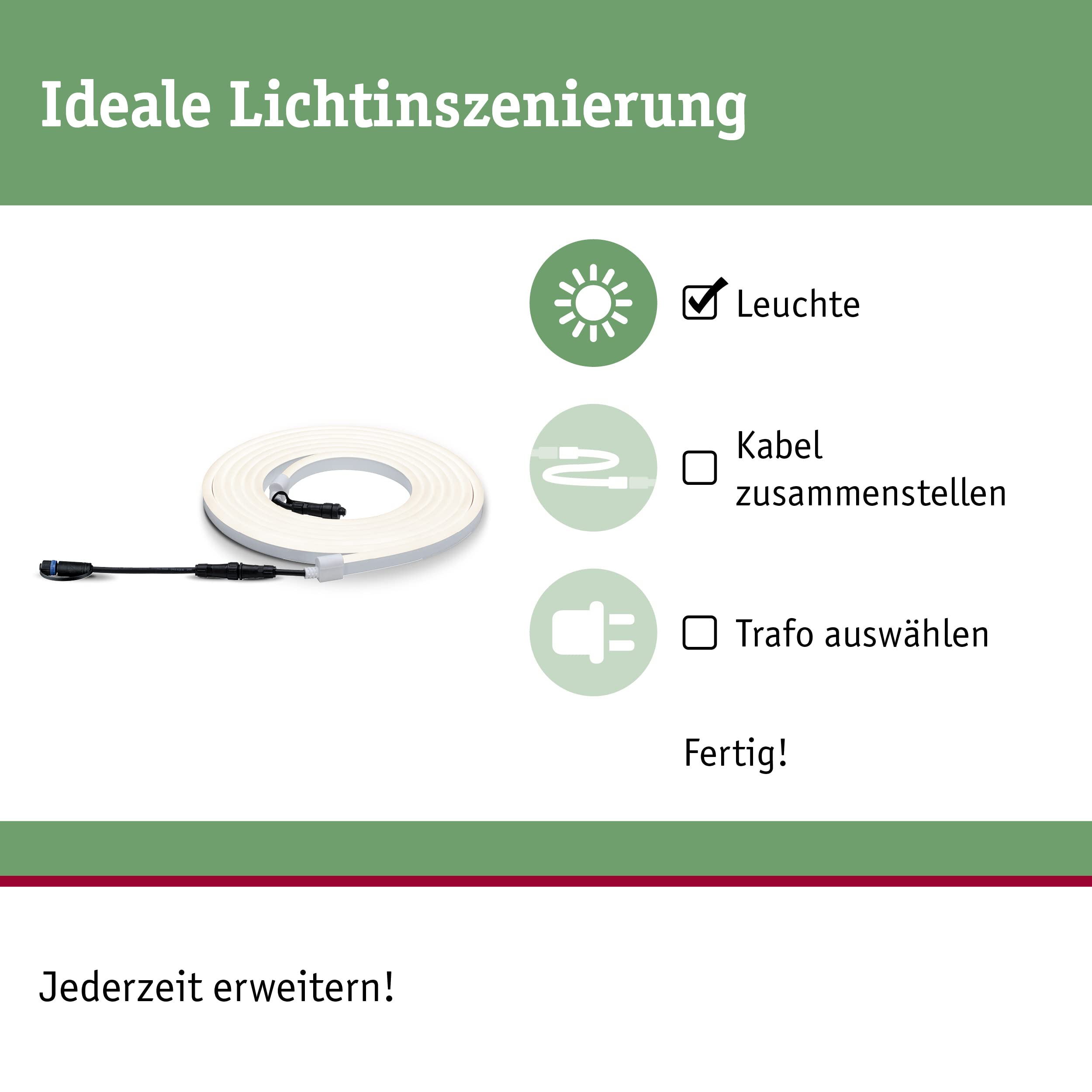 Paulmann Plug & Shine Stripe LED Streifen 5m warmweiß IP67