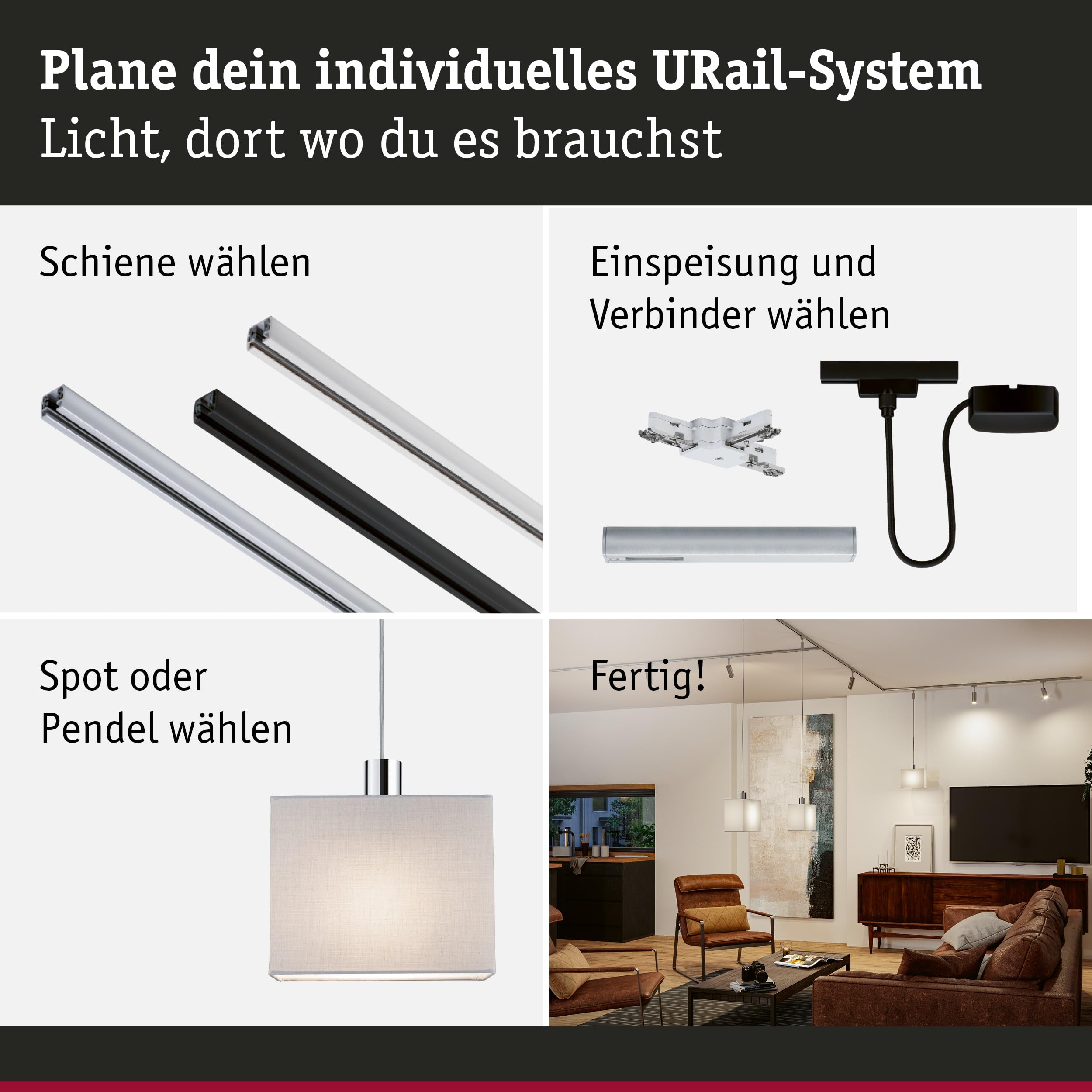 Paulmann URail Verona 2Easy Lampenschirm Grau 250mm