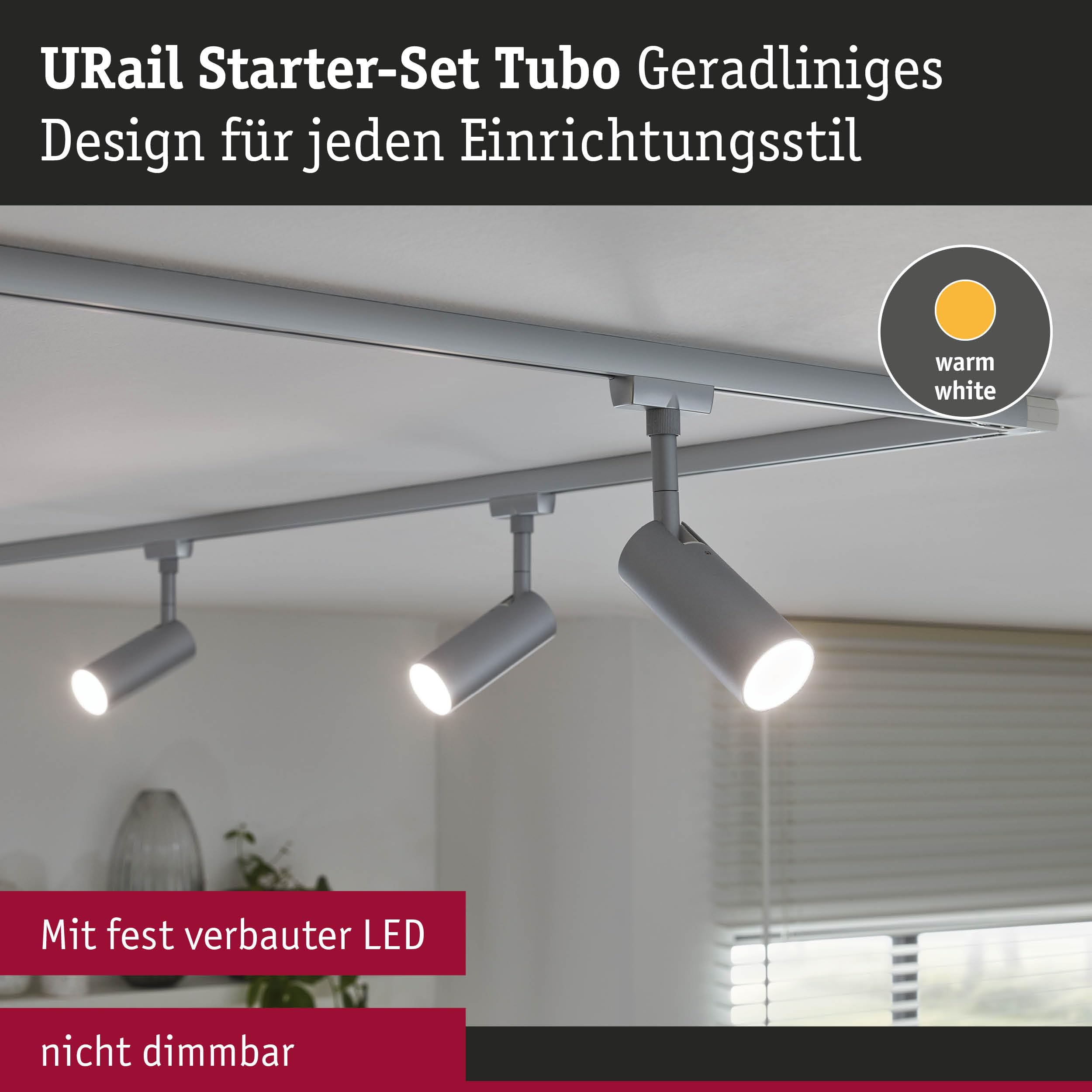 Paulmann URail 5242 Schienenspot Tubo Starterset Chrom 3000K