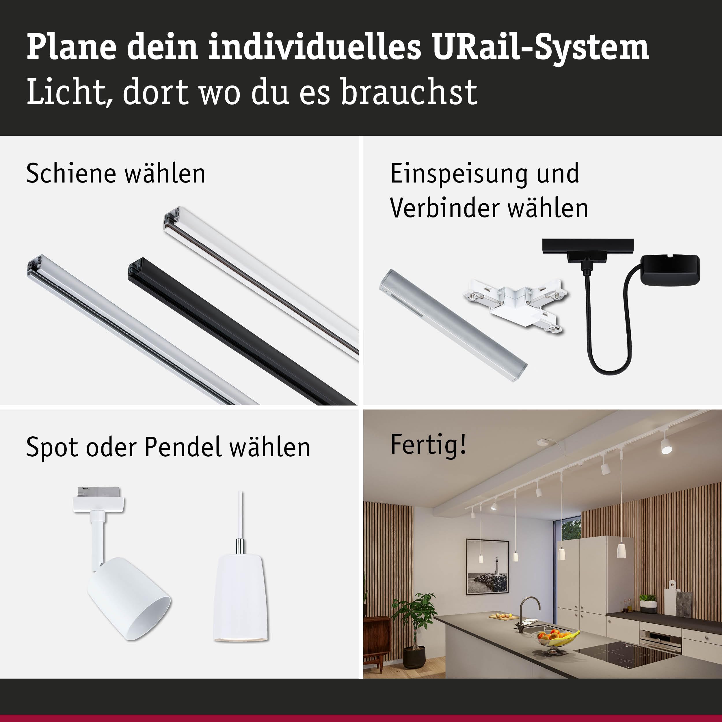 Paulmann URail 95671 Einspeisung Zigbee 3.0 Signalweiß 1m dimmbar