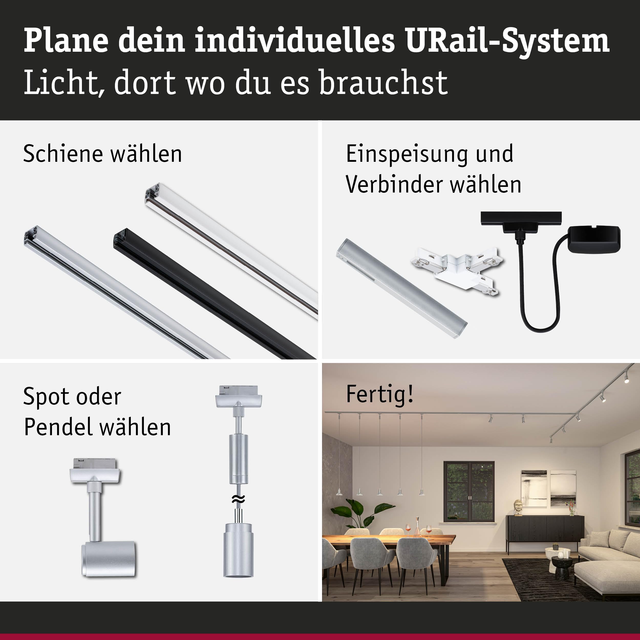 Paulmann URail Runa 95619 Schienenspot chrom matt GU10