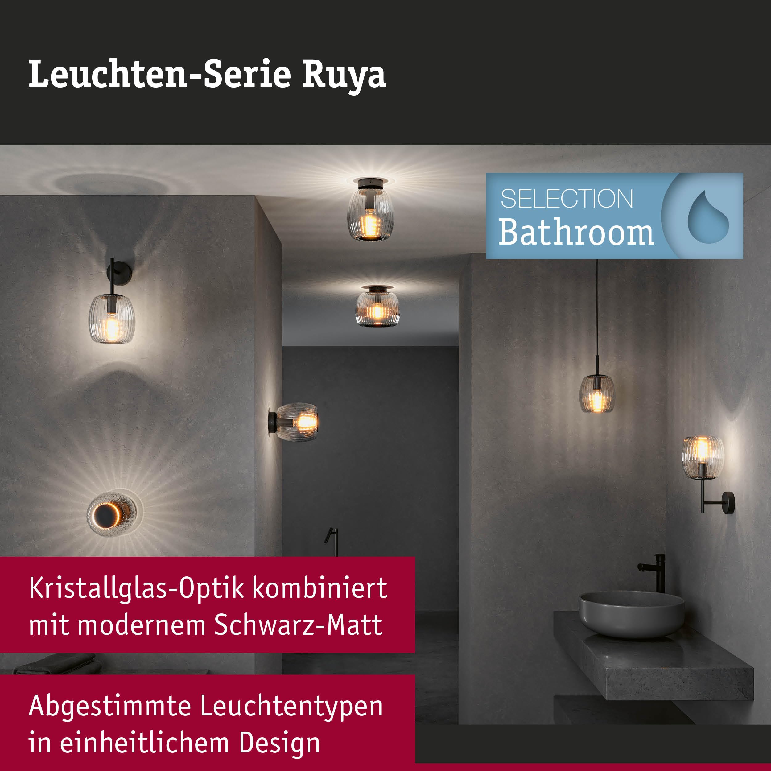Paulmann Ruya 71147 Pendelleuchte schwarz matt IP44