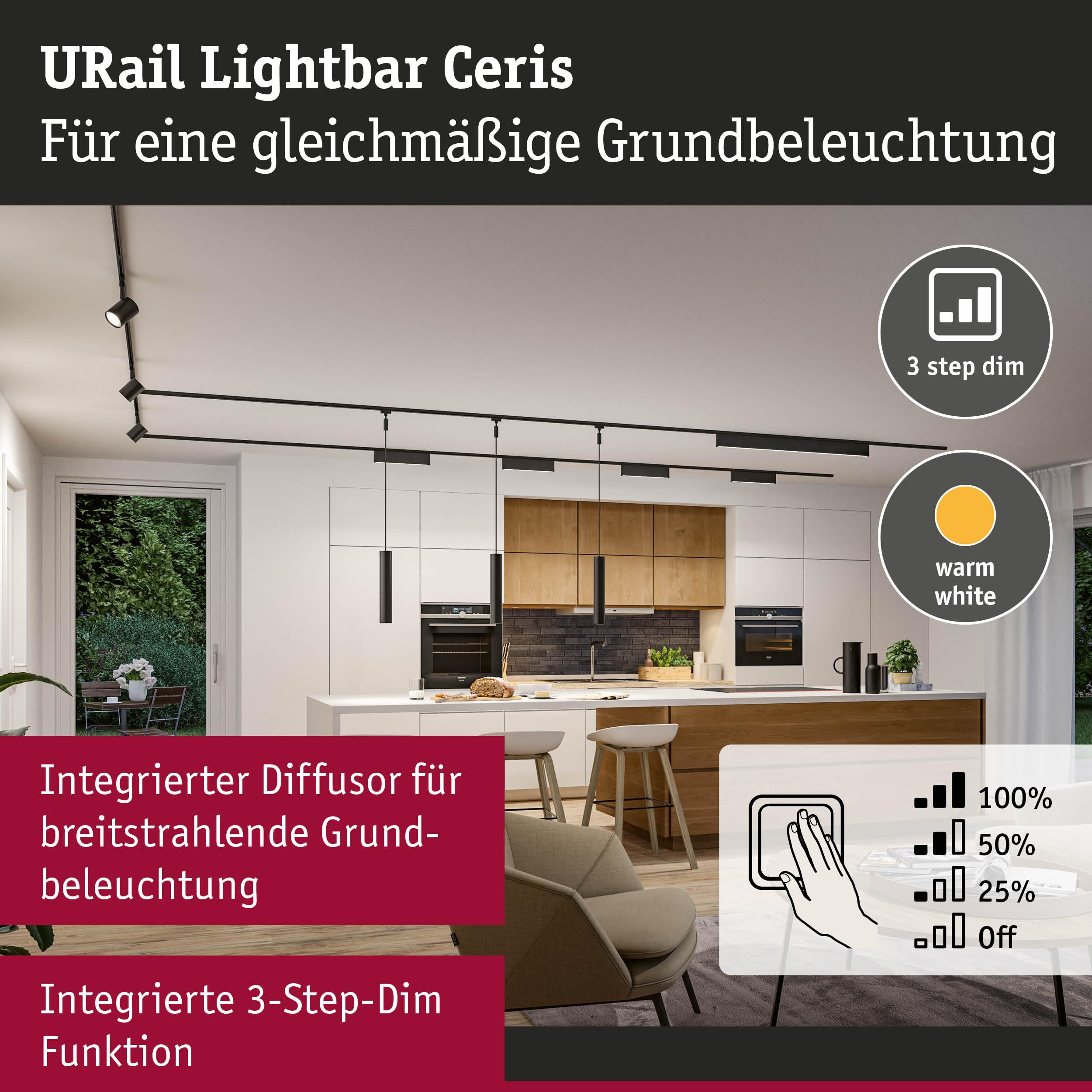 Paulmann URail Ceris Lightbar 3000K schwarz 9,5W