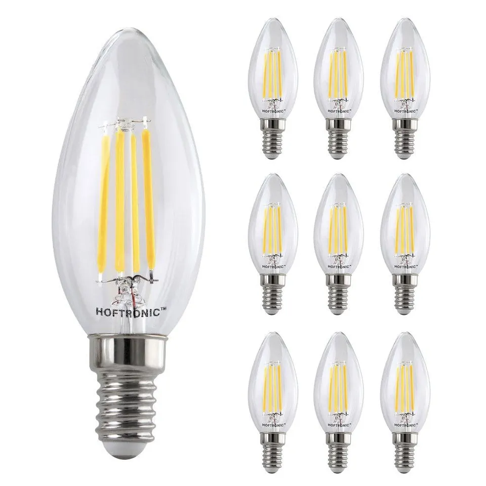 Hoftronic E14 LED Kerze C37 10er 2700K 470lm