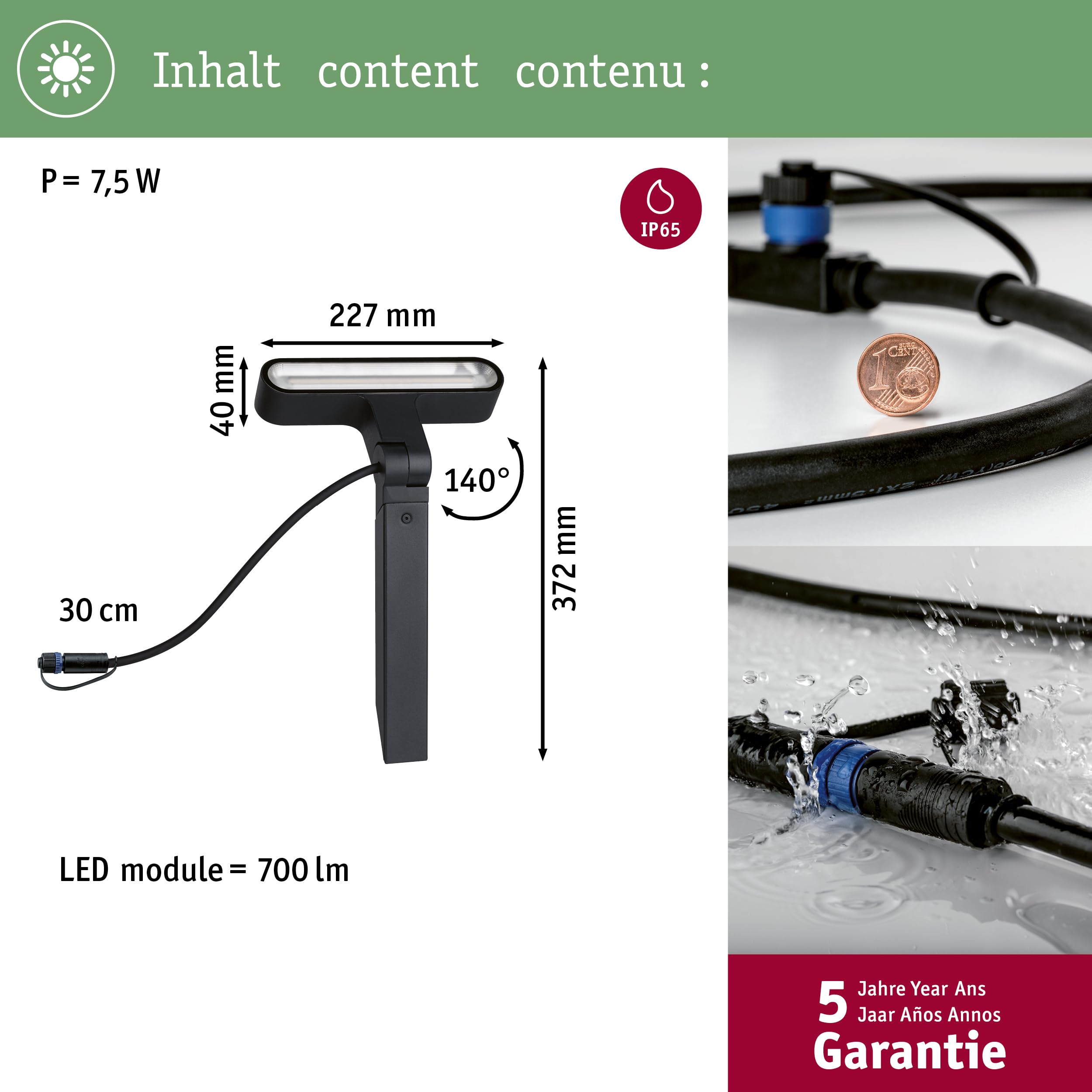 Paulmann Plug & Shine Ito Außenspot anthrazit 6W