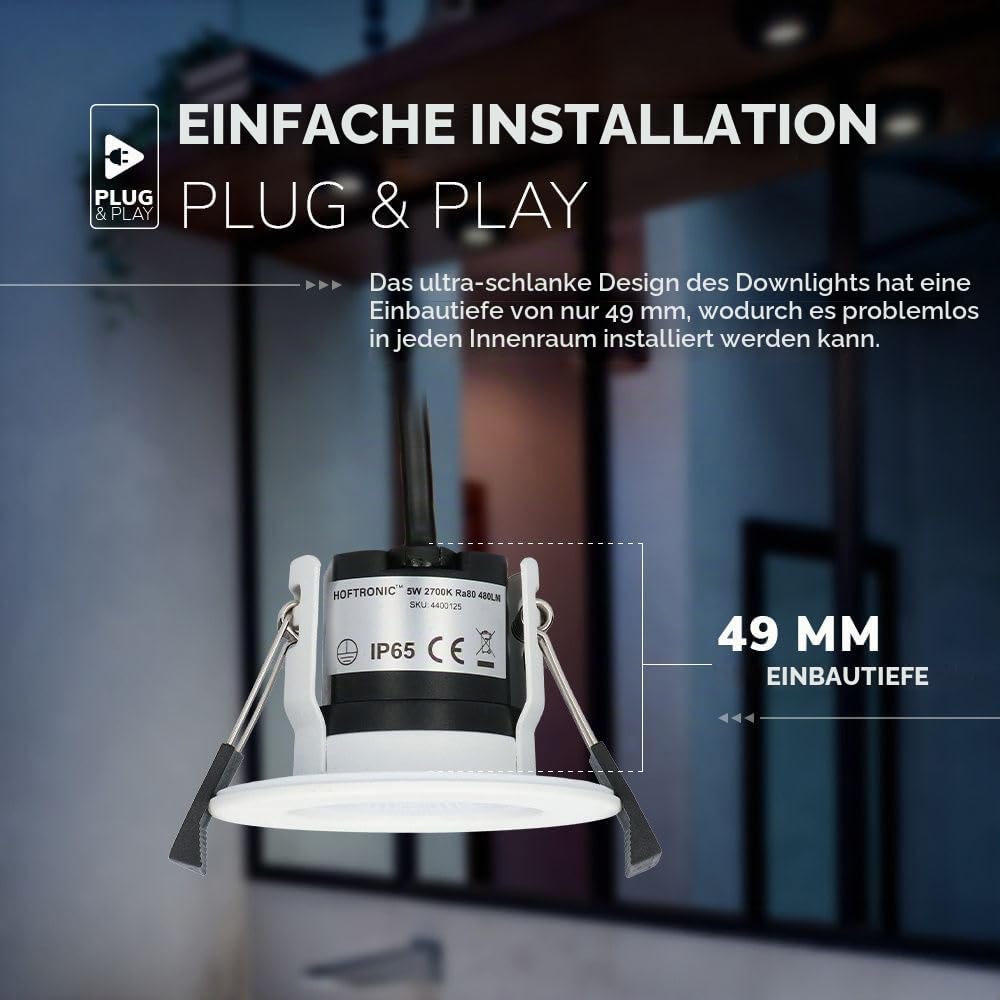 Hoftronic Nola LED-Einbaustrahler weiß 3er-Set IP65