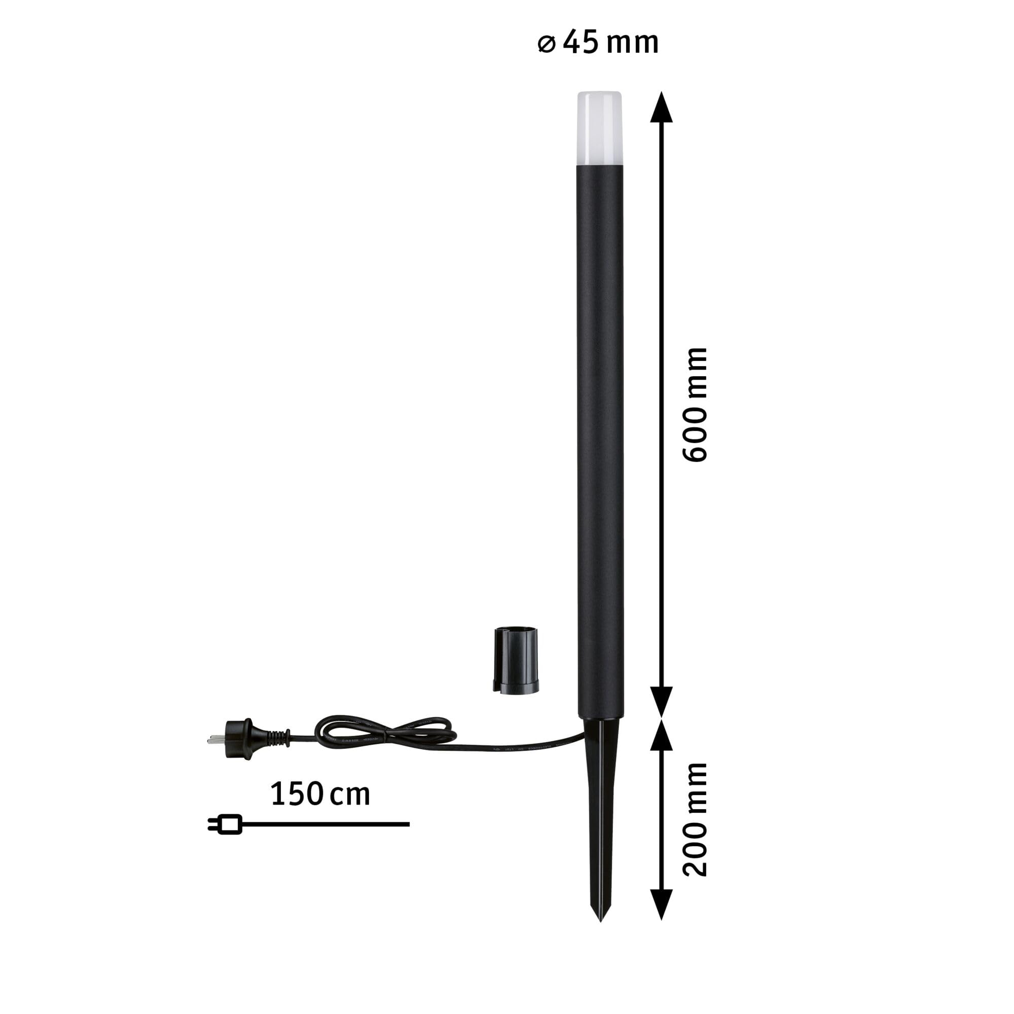 Paulmann Flarea 94386 Pollerleuchte 600 mm schwarz warmweiß