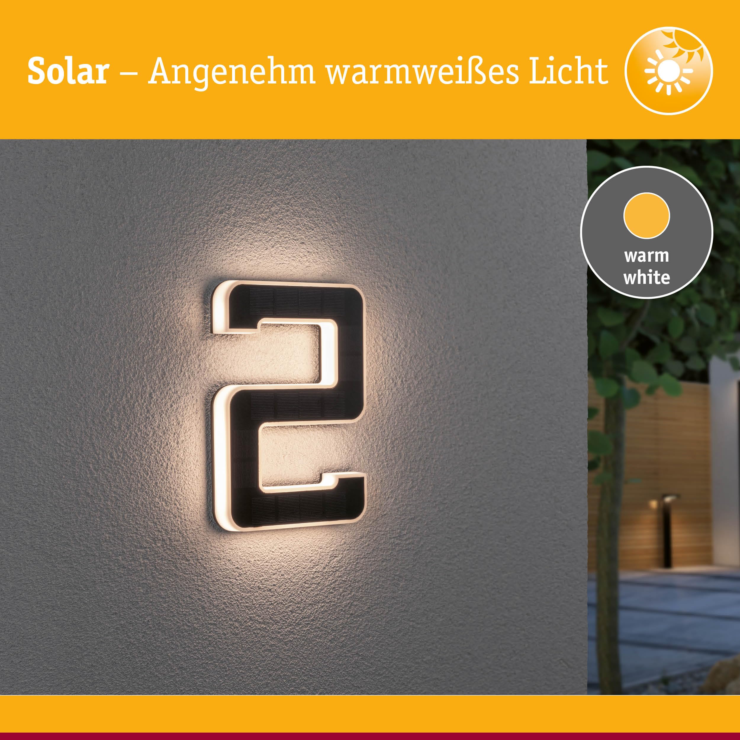 Paulmann 79843 Solar-Hausnummer schwarz warmweiß IP44