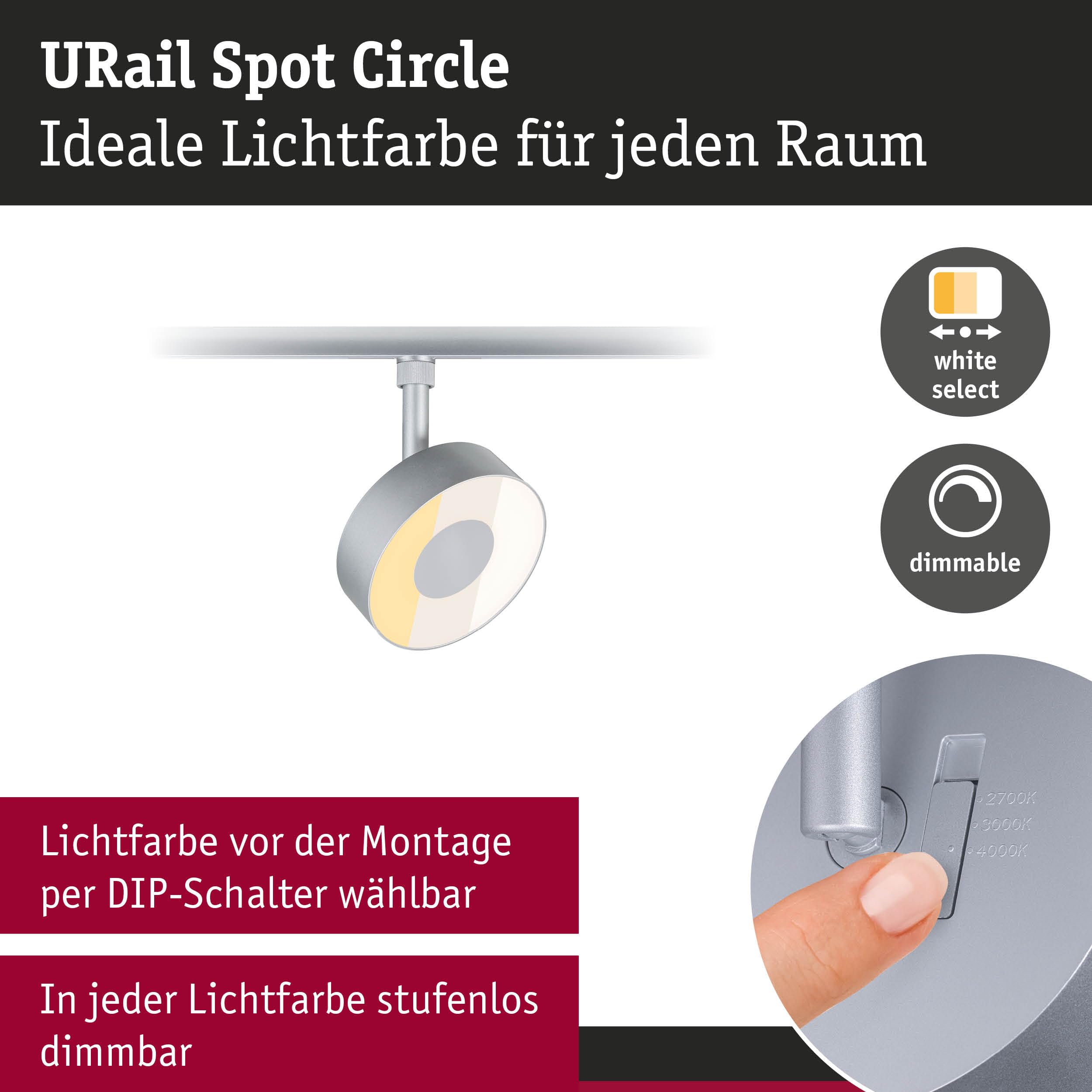 Paulmann URail Circle Schienenspot chrom matt dimmbar