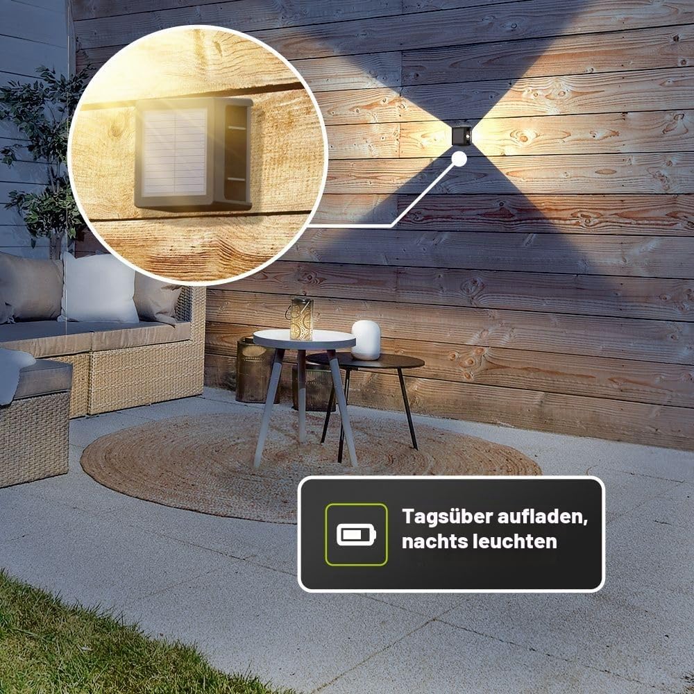 Hoftronic Louis Solar Wandleuchte 2er Set IP65