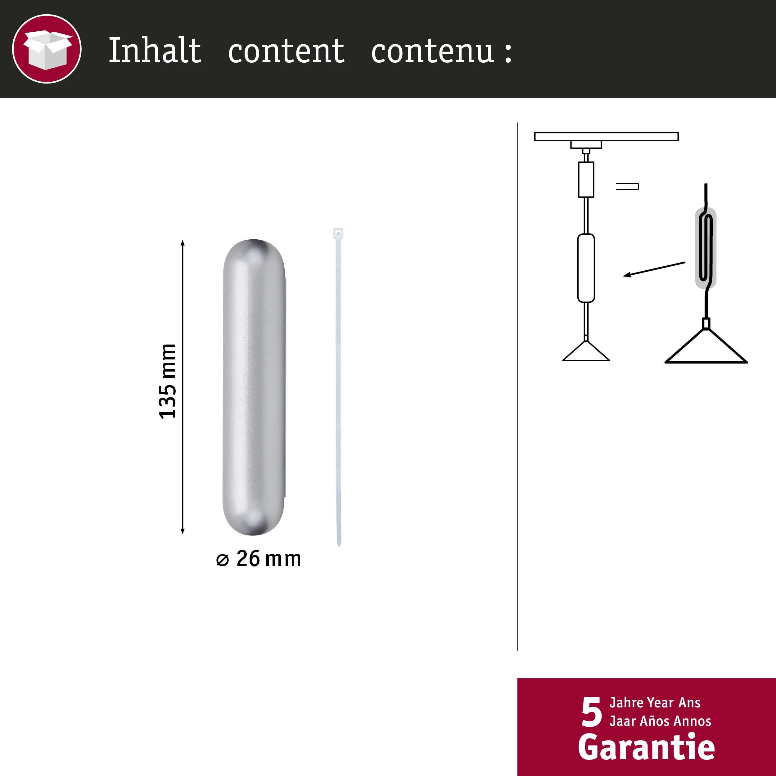 Paulmann URail 97474 Pendeladapter Chrom matt kürzbar