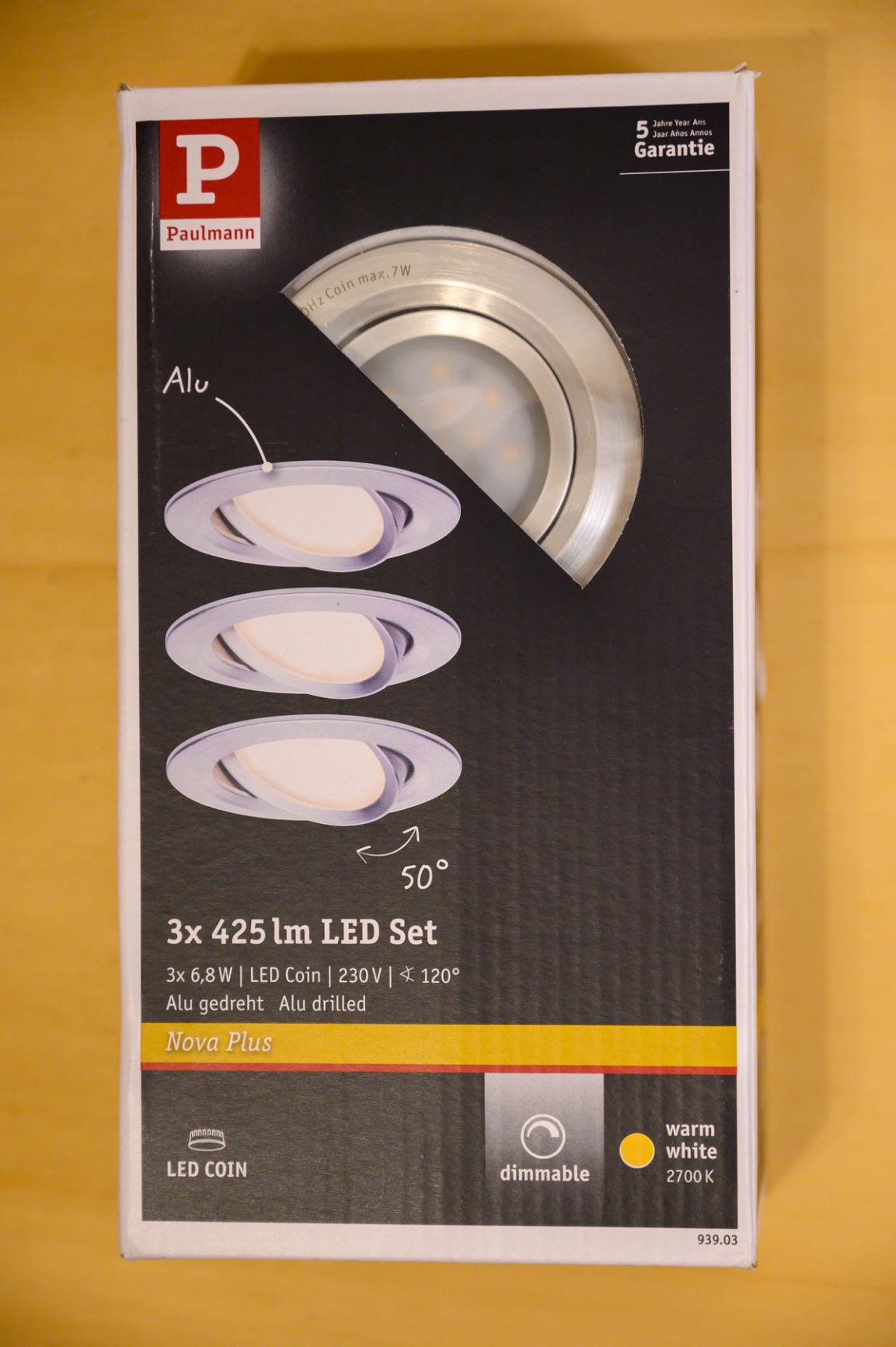 Paulmann Coin Slim Einbaustrahler 3er-Set rund schwenkbar