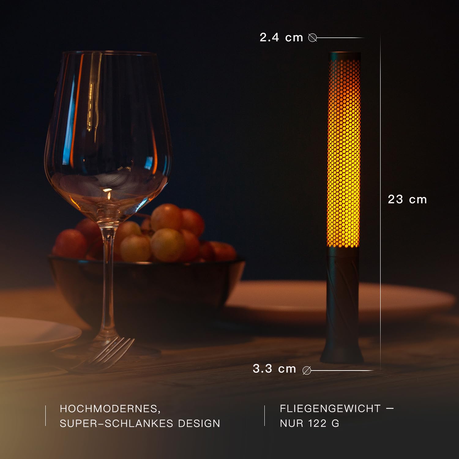 Phonar LED Tischlampe kabellos dimmbar warm 2600mAh grau