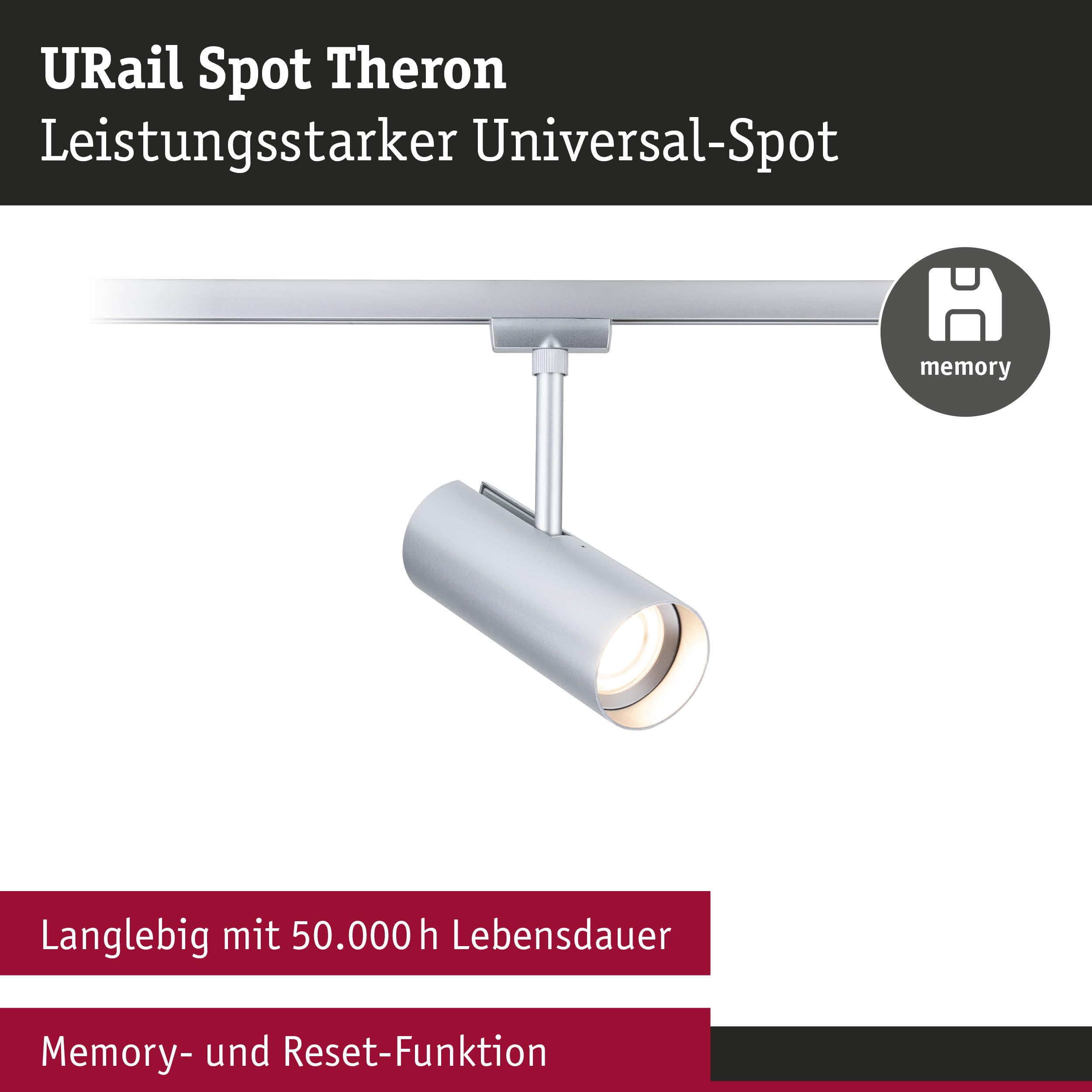 Paulmann URail Theron 95694 Schienenspot Chrom matt 3000K