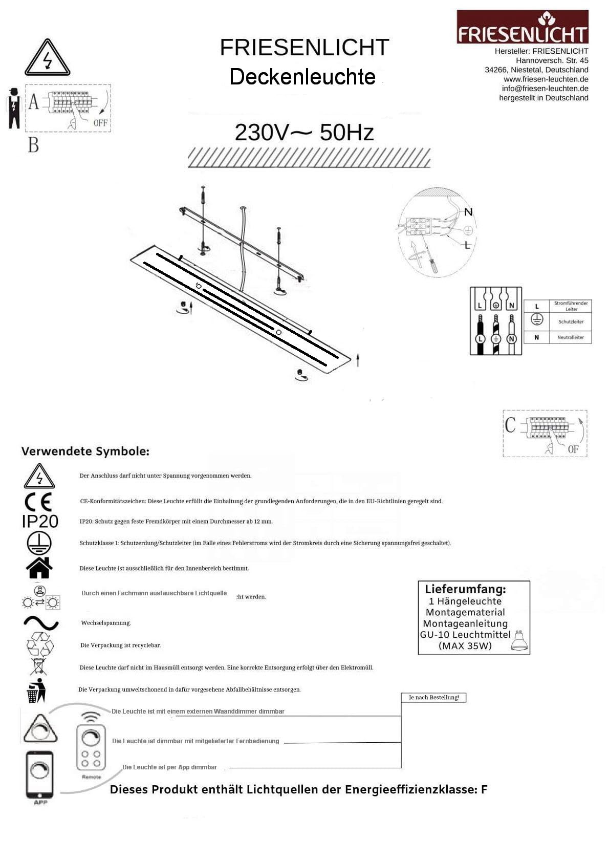 Friesenlicht Cony Deckenleuchte Eiche Lichtenberg 120 cm