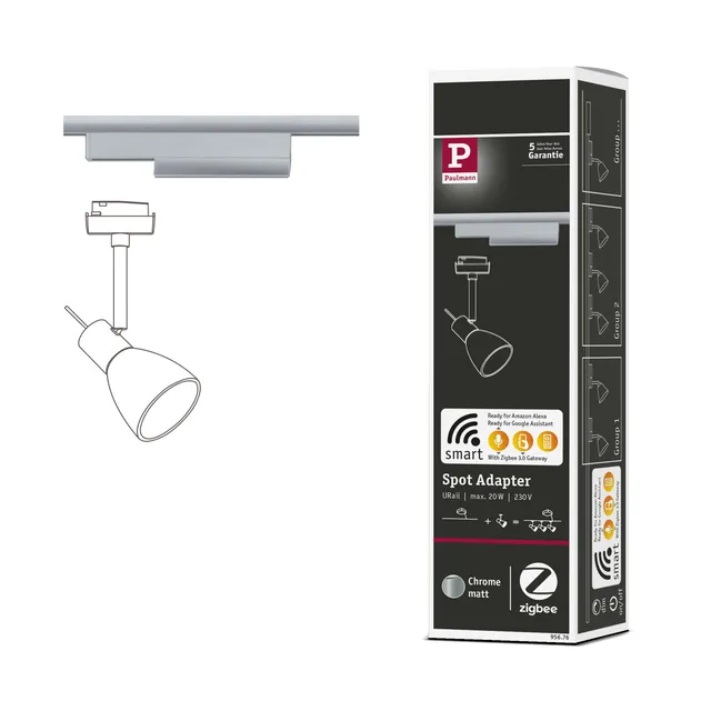 Paulmann URail 95676 Schienenadapter Zigbee 3.0 Chrom matt smart