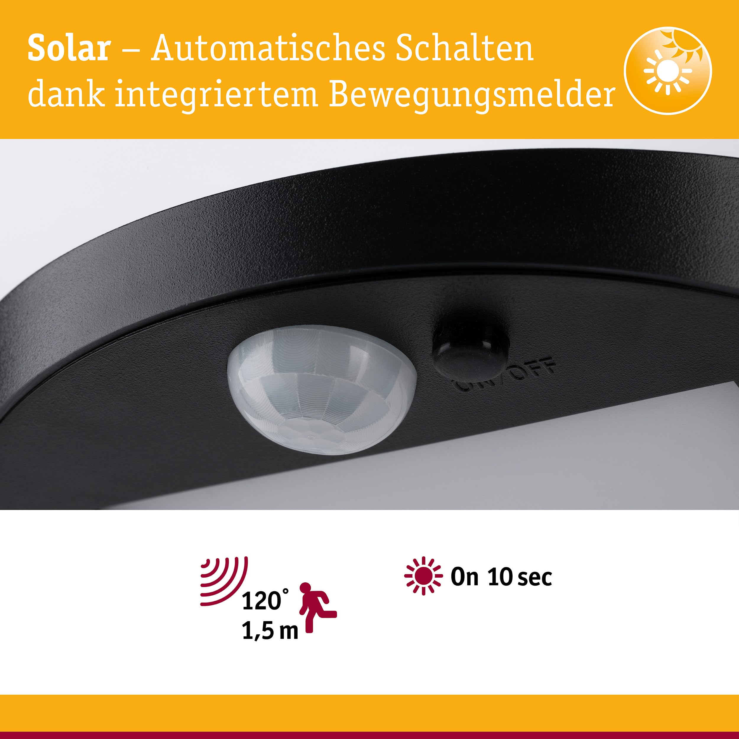Paulmann Ryse 94249 Solar Pollerleuchte Sensor IP44